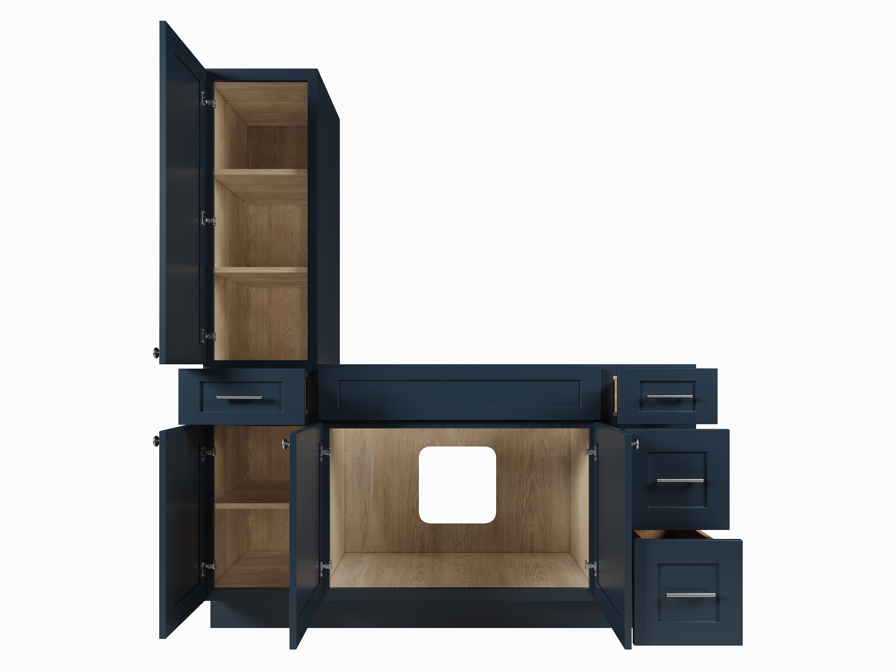 Disar 63'' Single Bathroom Vanity With Left Tall Linen Cabinet Dovetail Solid Wood Drawer Base Only