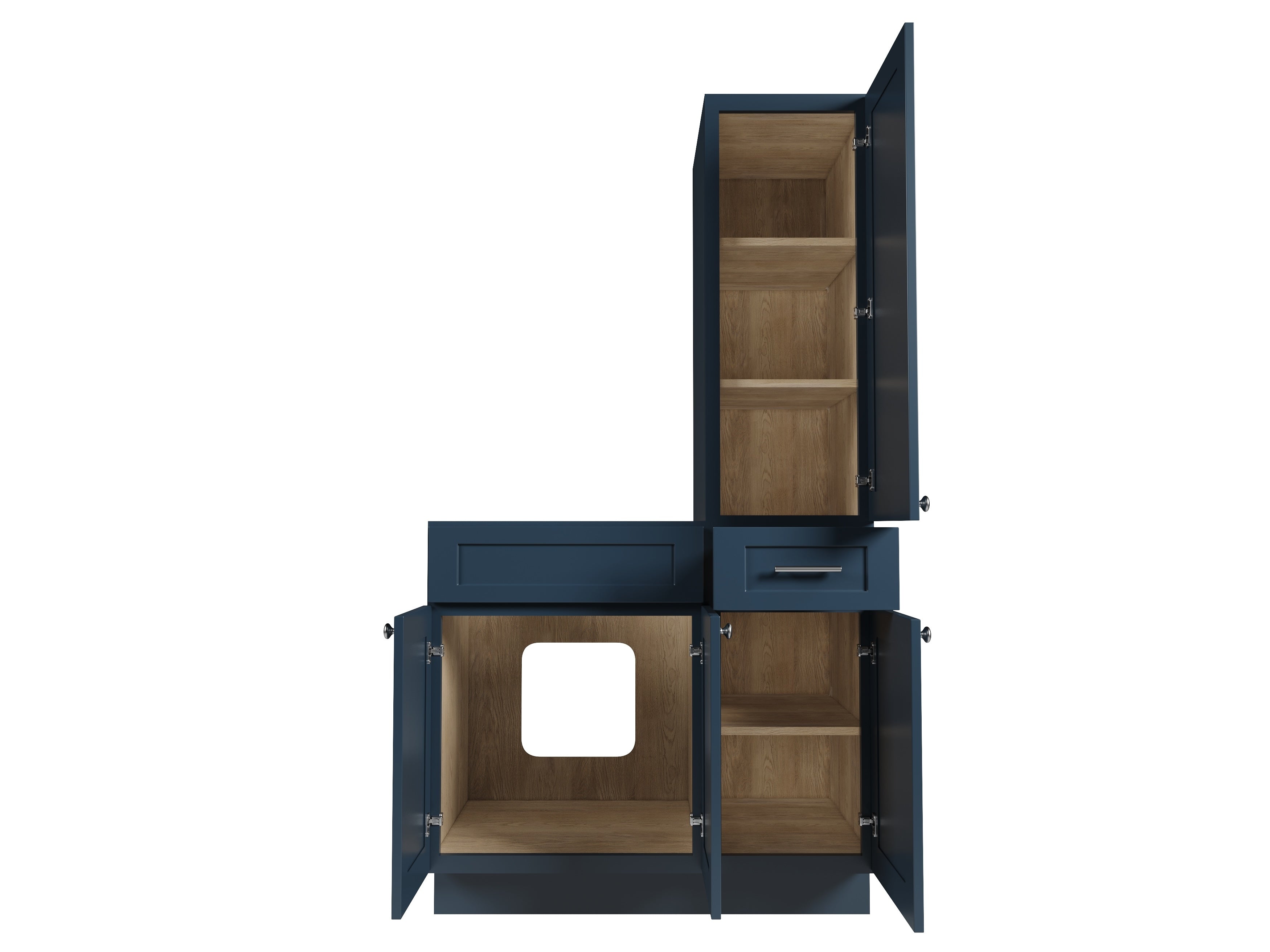 Disar 39'' Single Bathroom Vanity With Right Tall Linen Cabinet Dovetail Solid Wood Drawer Base Only