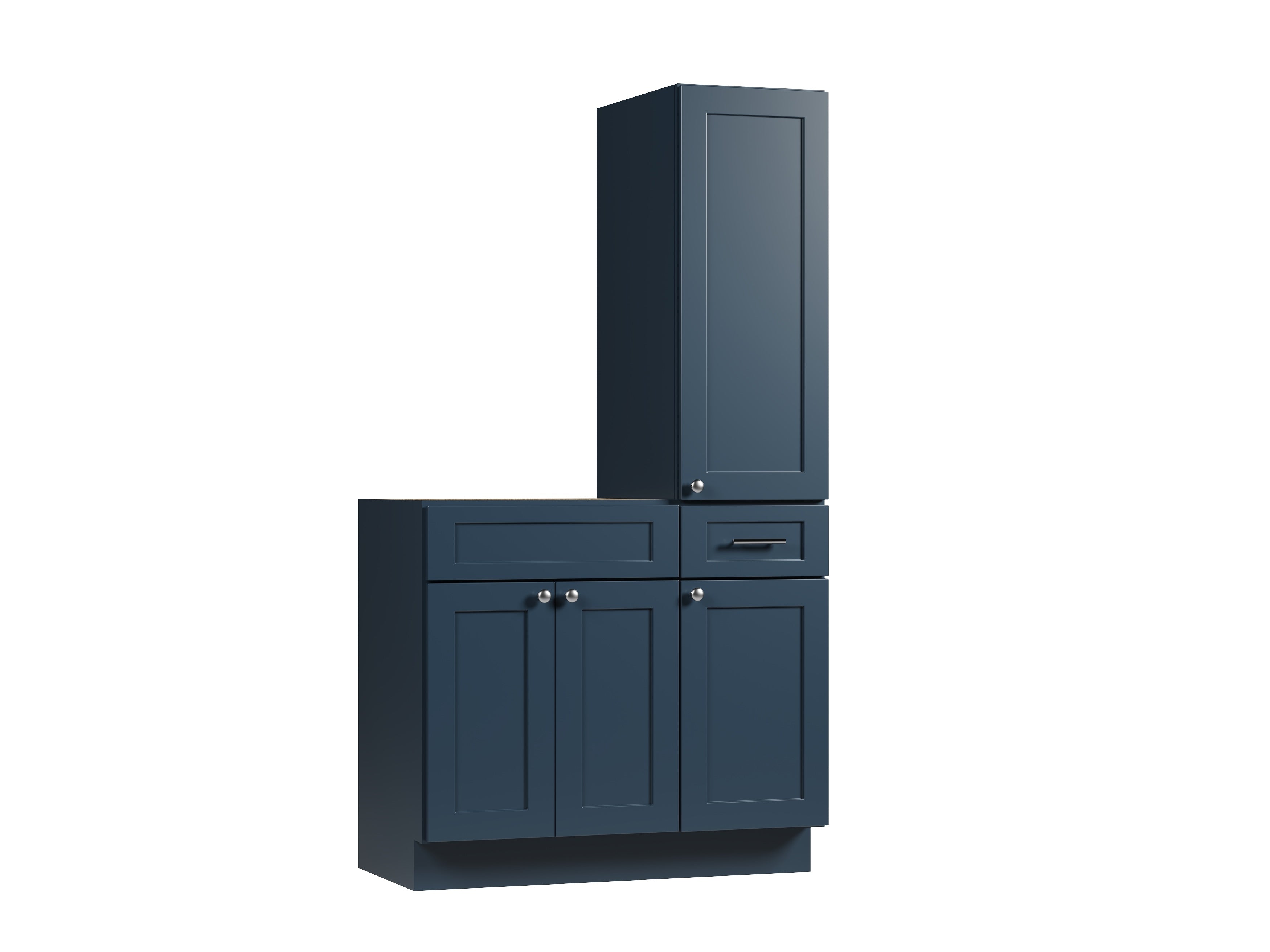 Disar 39'' Single Bathroom Vanity With Right Tall Linen Cabinet Dovetail Solid Wood Drawer Base Only