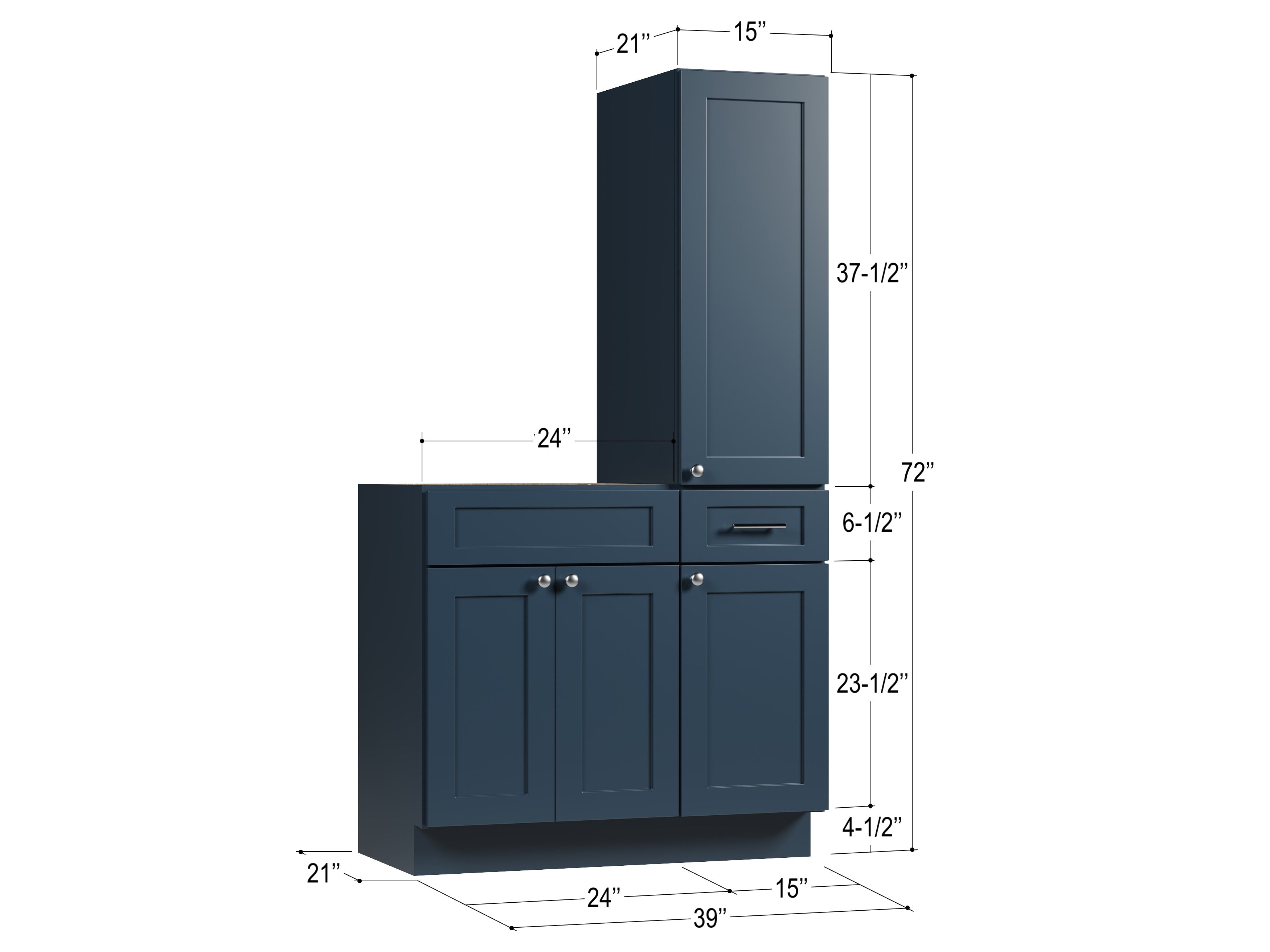 Disar 39'' Single Bathroom Vanity With Right Tall Linen Cabinet Dovetail Solid Wood Drawer Base Only