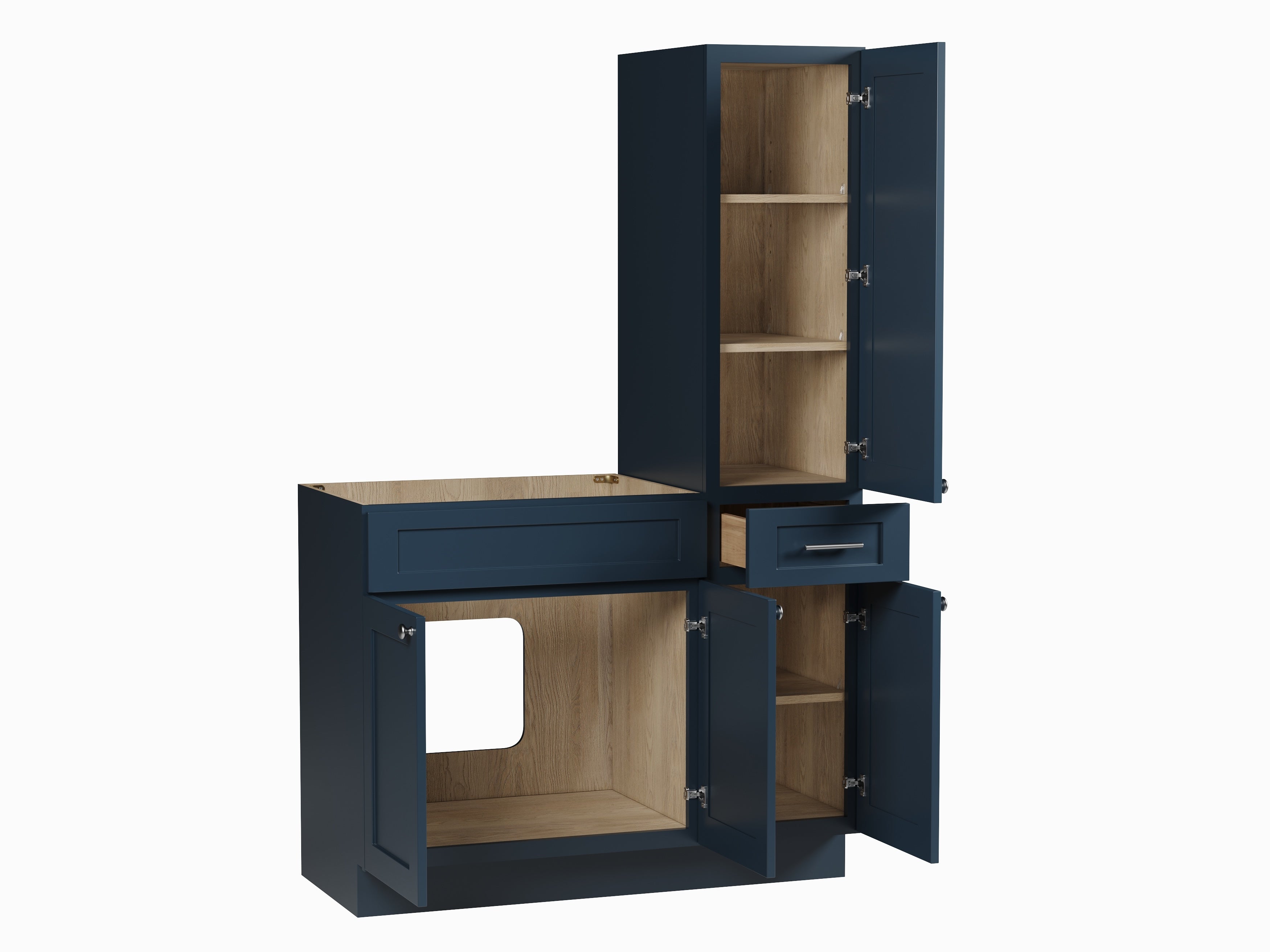 Disar 45'' Single Bathroom Vanity With Right Tall Linen Cabinet Dovetail Solid Wood Drawer Base Only