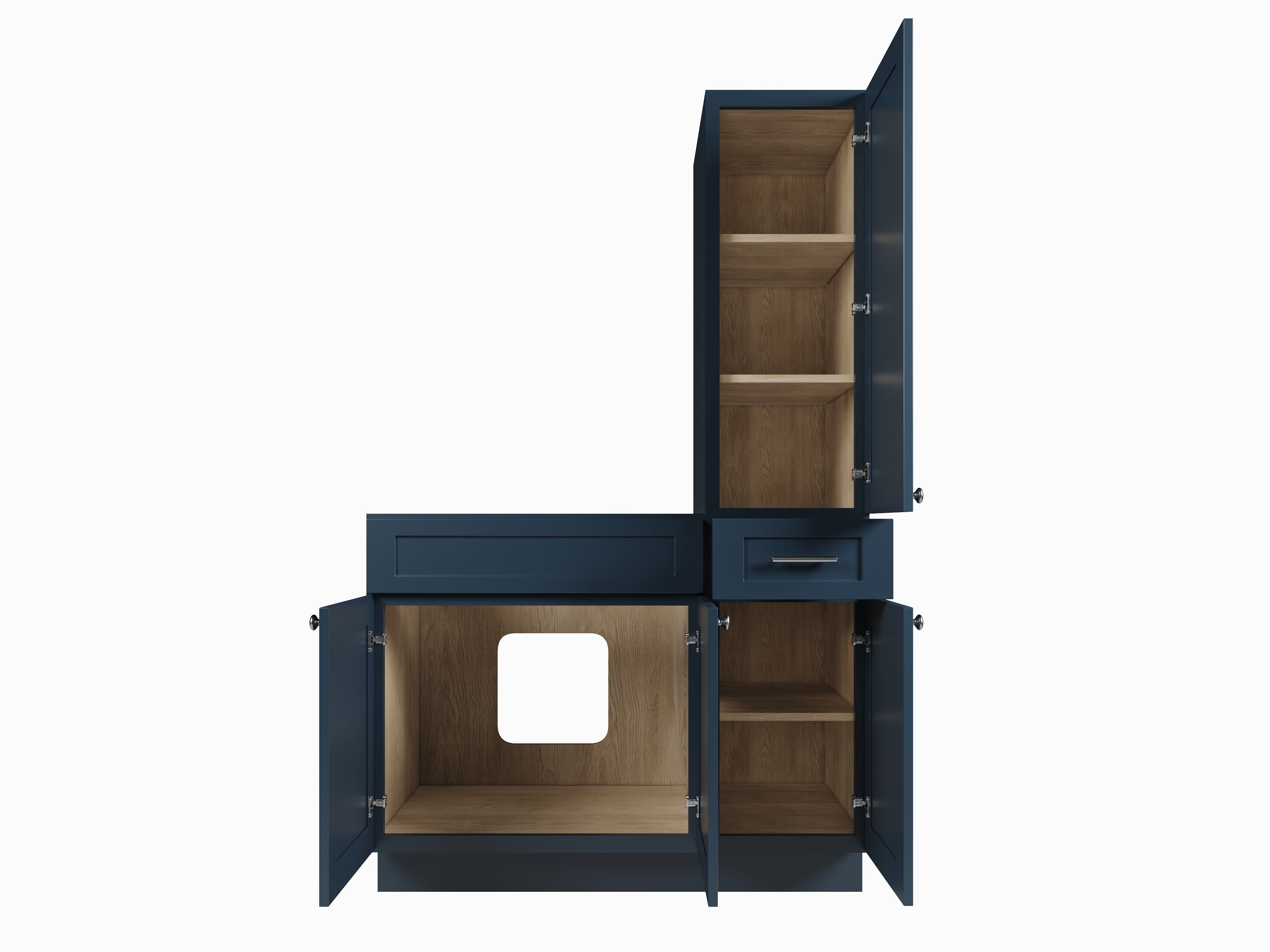 Disar 45'' Single Bathroom Vanity With Right Tall Linen Cabinet Dovetail Solid Wood Drawer Base Only