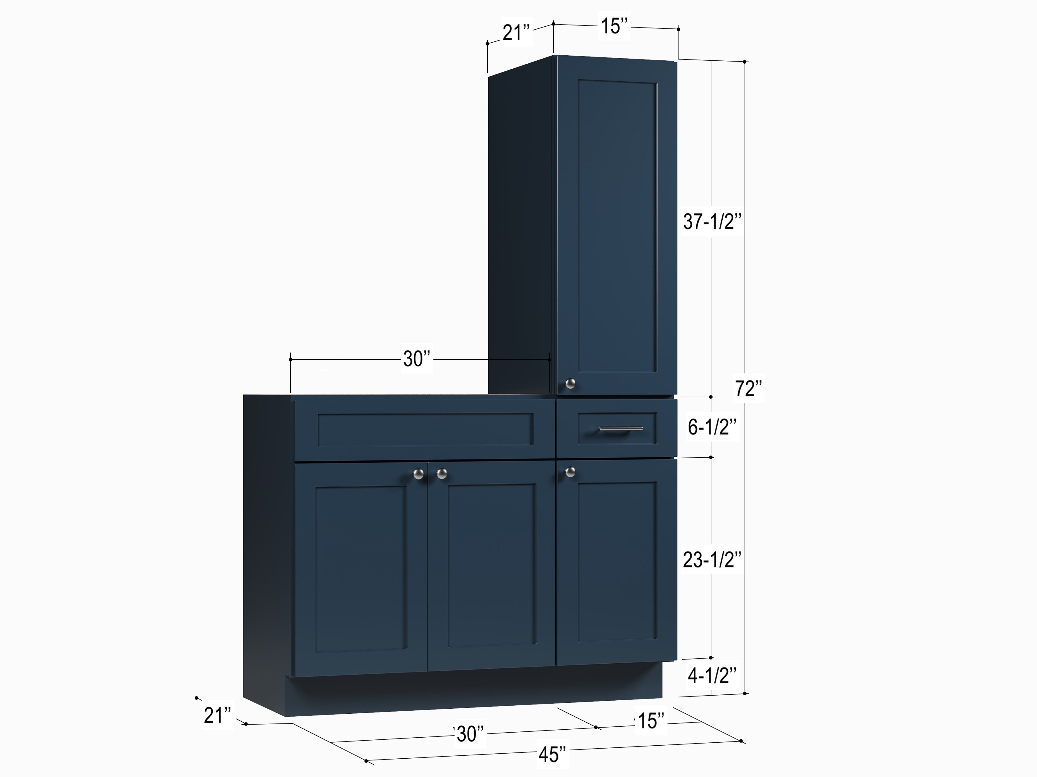 Disar 45'' Single Bathroom Vanity With Right Tall Linen Cabinet Dovetail Solid Wood Drawer Base Only