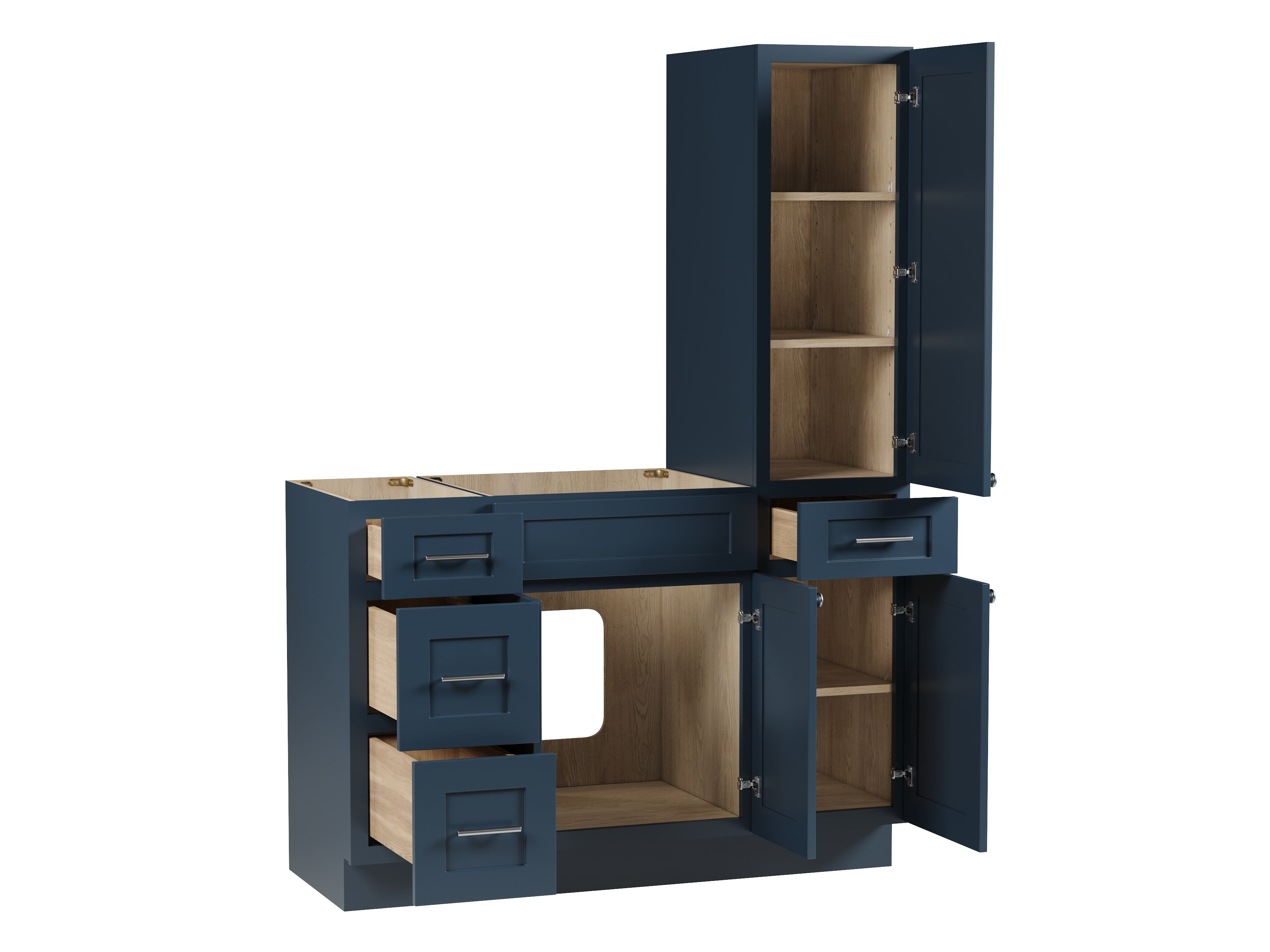 Disar 51'' Single Bathroom Vanity With Right Tall Linen Cabinet Dovetail Solid Wood Drawer Base Only