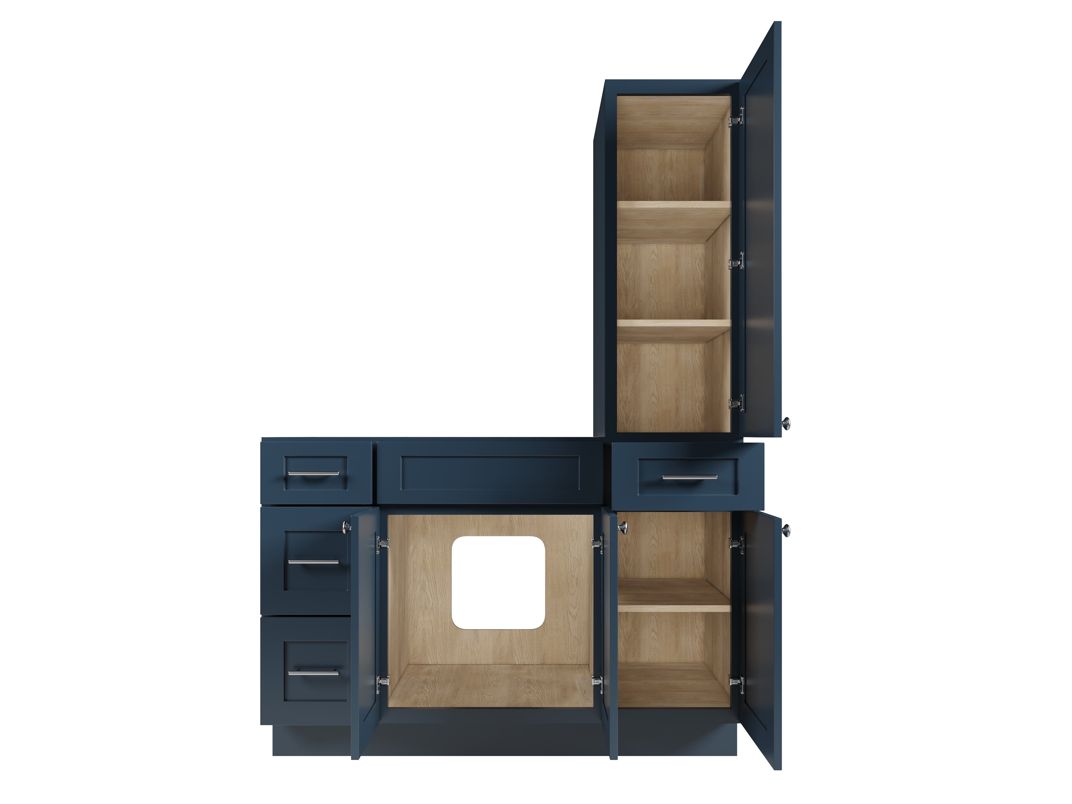 Disar 51'' Single Bathroom Vanity With Right Tall Linen Cabinet Dovetail Solid Wood Drawer Base Only