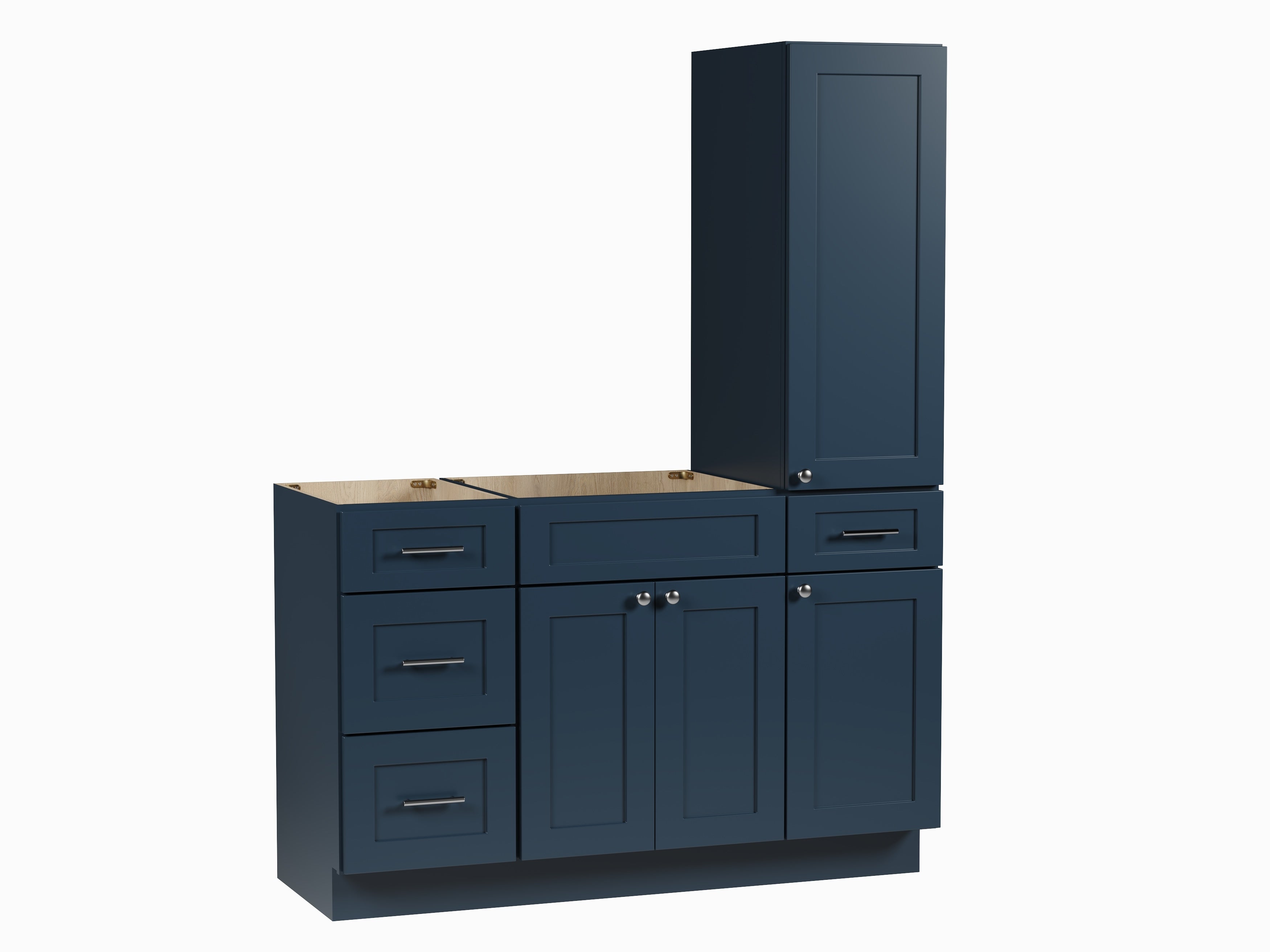 Disar 54'' Single Bathroom Vanity With Right Tall Linen Cabinet Dovetail Solid Wood Drawer Base Only