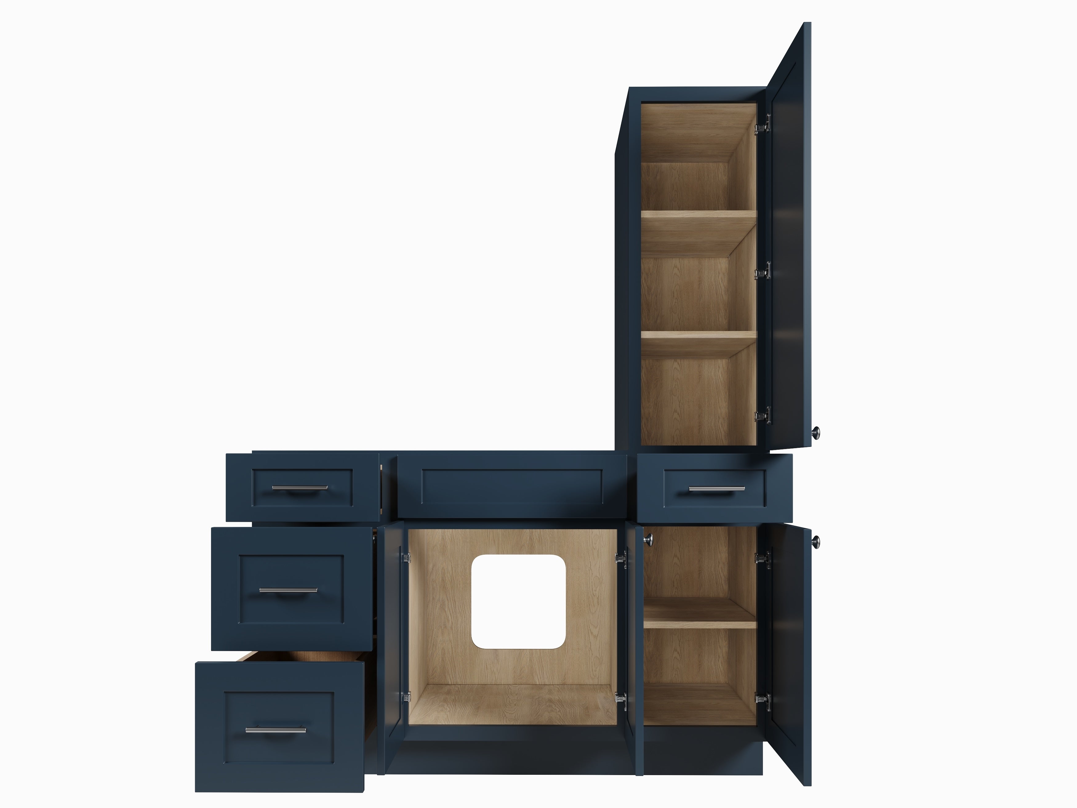 Disar 54'' Single Bathroom Vanity With Right Tall Linen Cabinet Dovetail Solid Wood Drawer Base Only