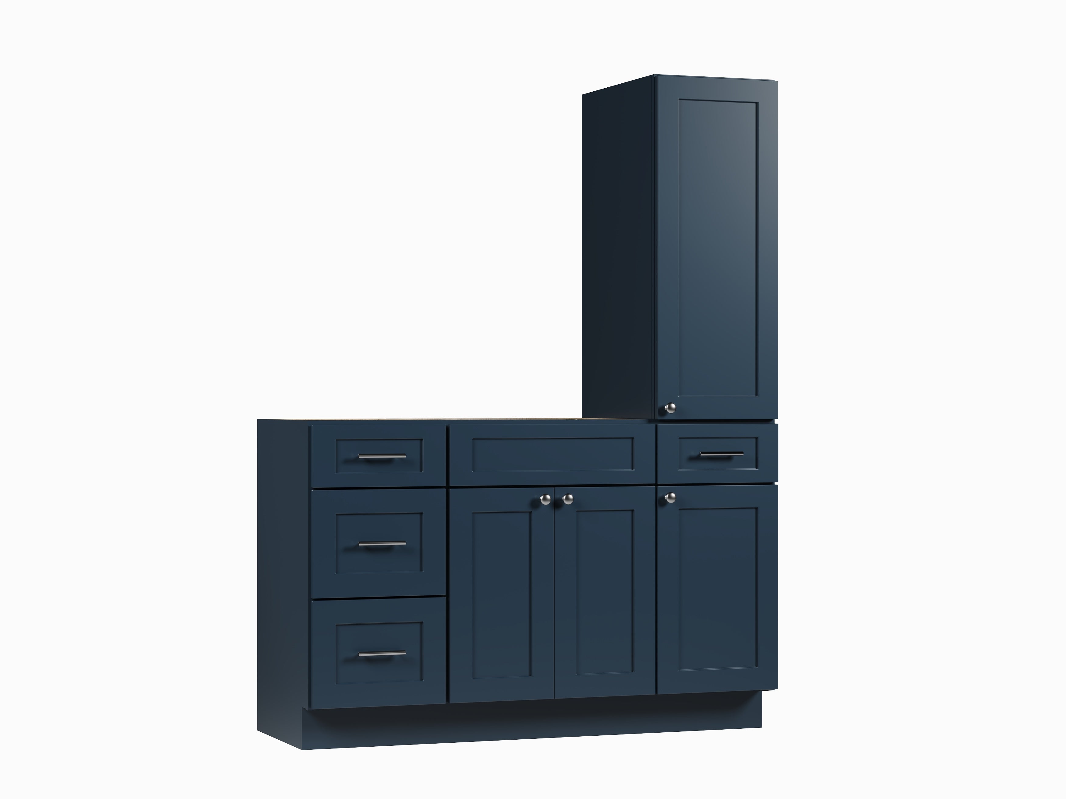 Disar 54'' Single Bathroom Vanity With Right Tall Linen Cabinet Dovetail Solid Wood Drawer Base Only