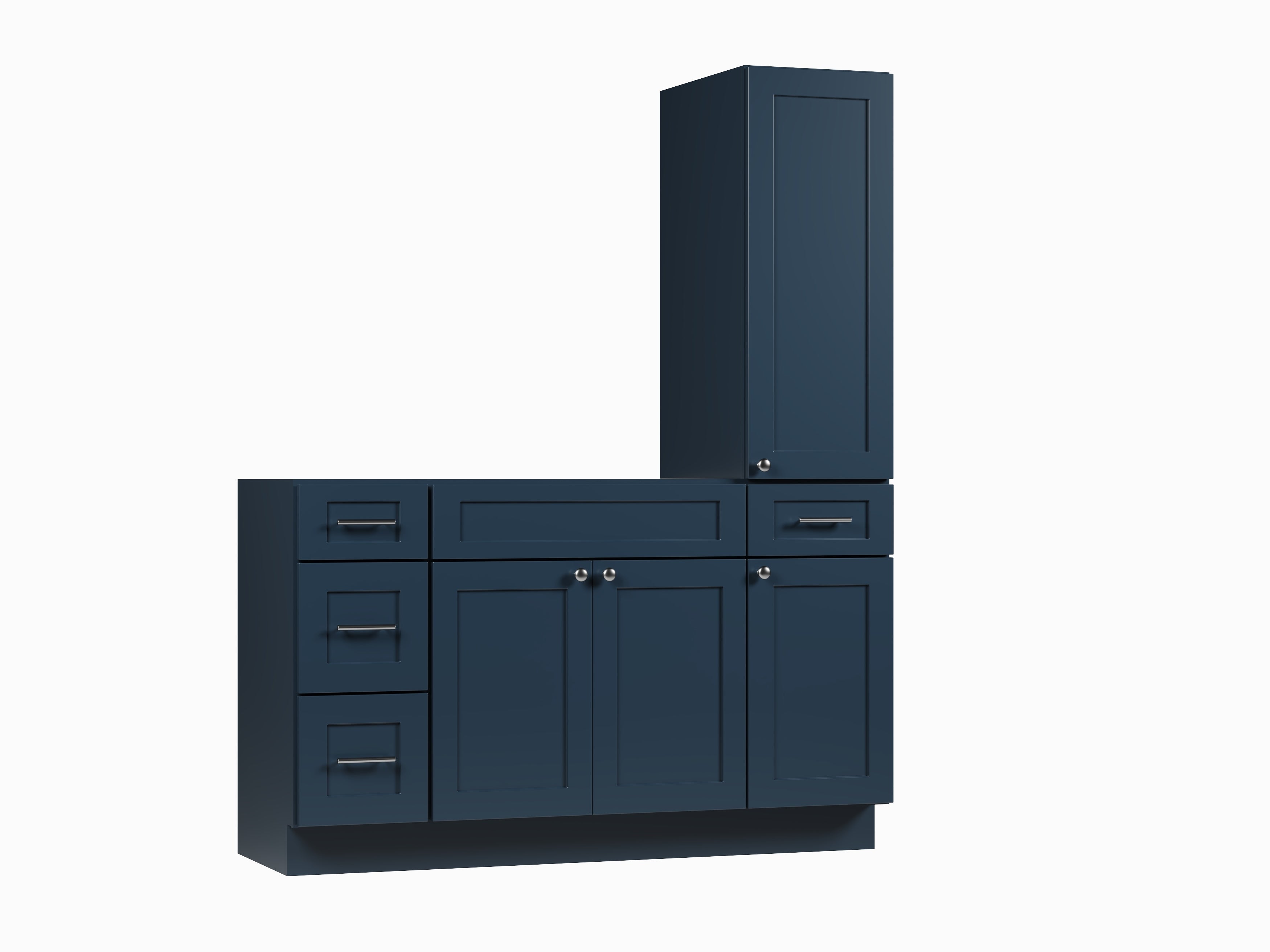 Disar 57'' Single Bathroom Vanity With Right Tall Linen Cabinet Dovetail Solid Wood Drawer Base Only