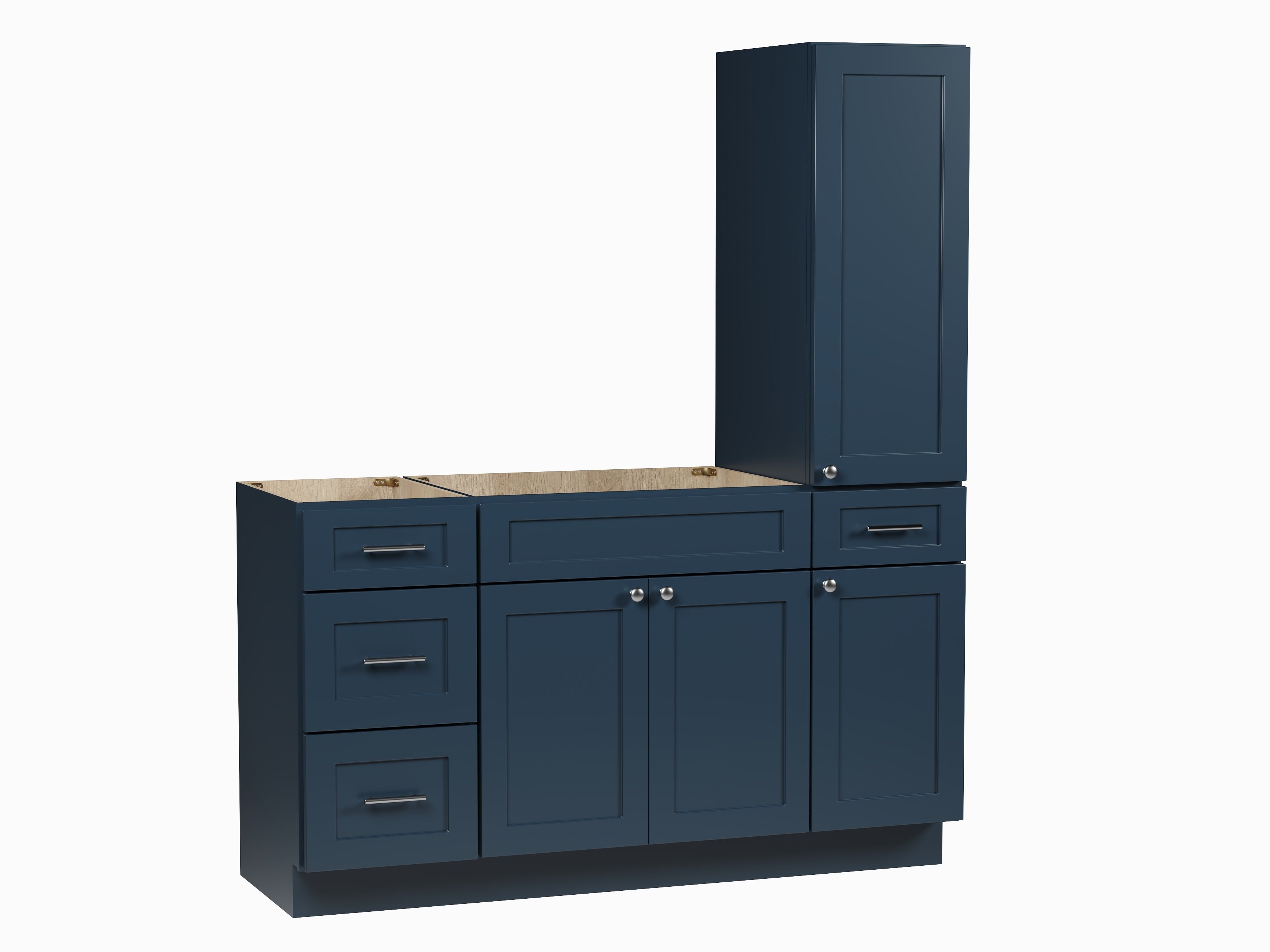 Disar 60'' Single Bathroom Vanity With Right Tall Linen Cabinet Dovetail Solid Wood Drawer Base Only