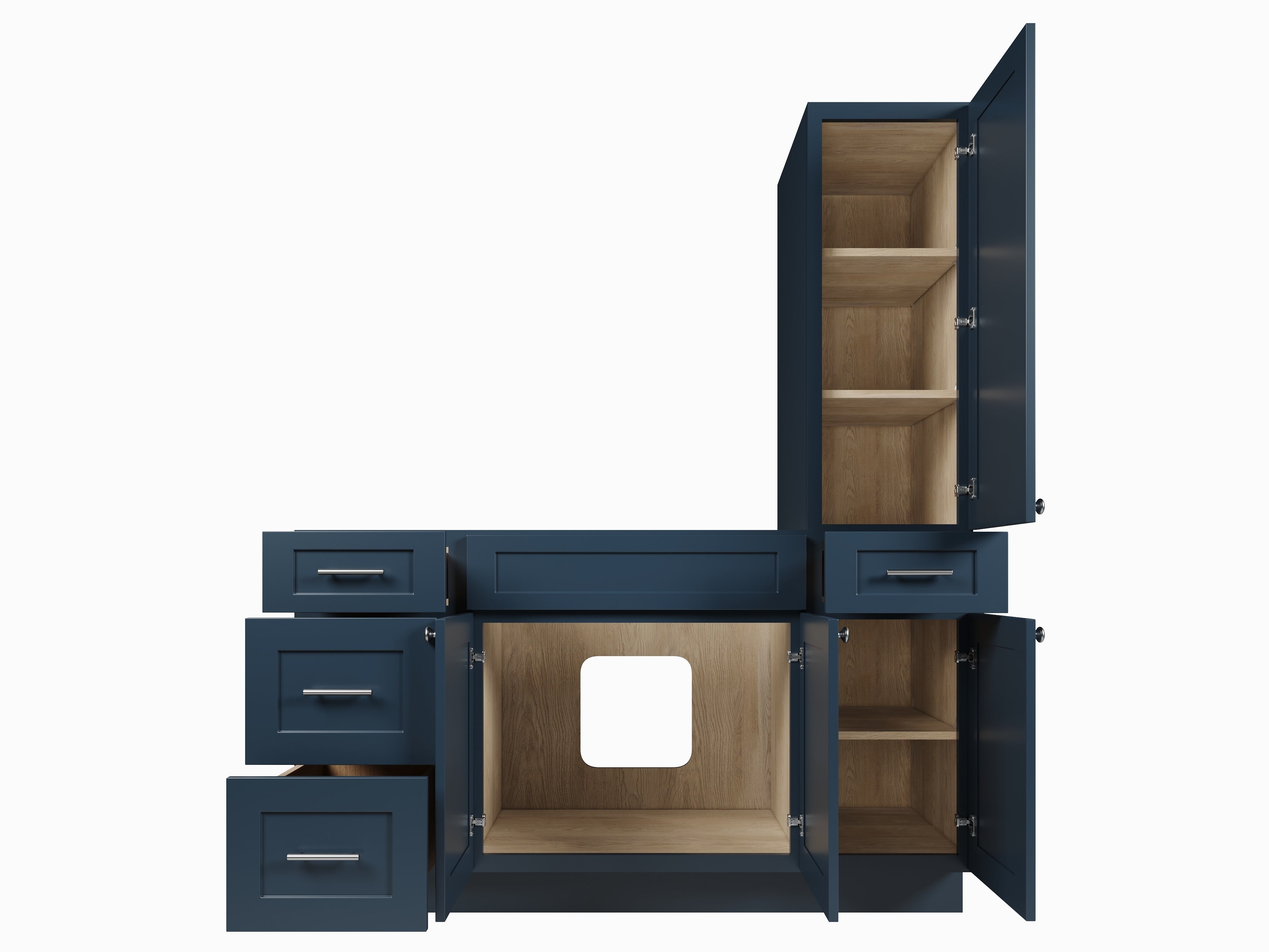 Disar 60'' Single Bathroom Vanity With Right Tall Linen Cabinet Dovetail Solid Wood Drawer Base Only