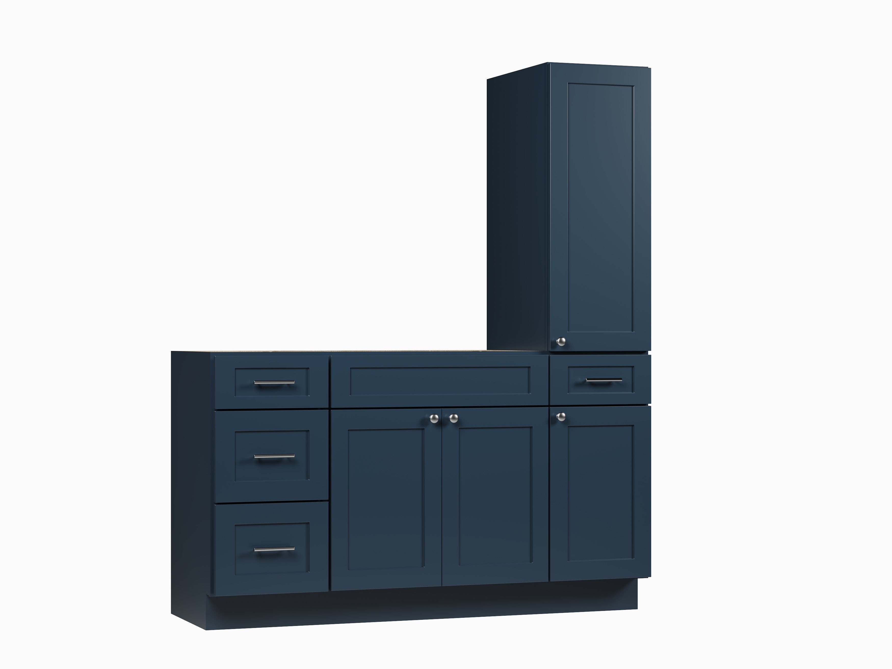 Disar 60'' Single Bathroom Vanity With Right Tall Linen Cabinet Dovetail Solid Wood Drawer Base Only