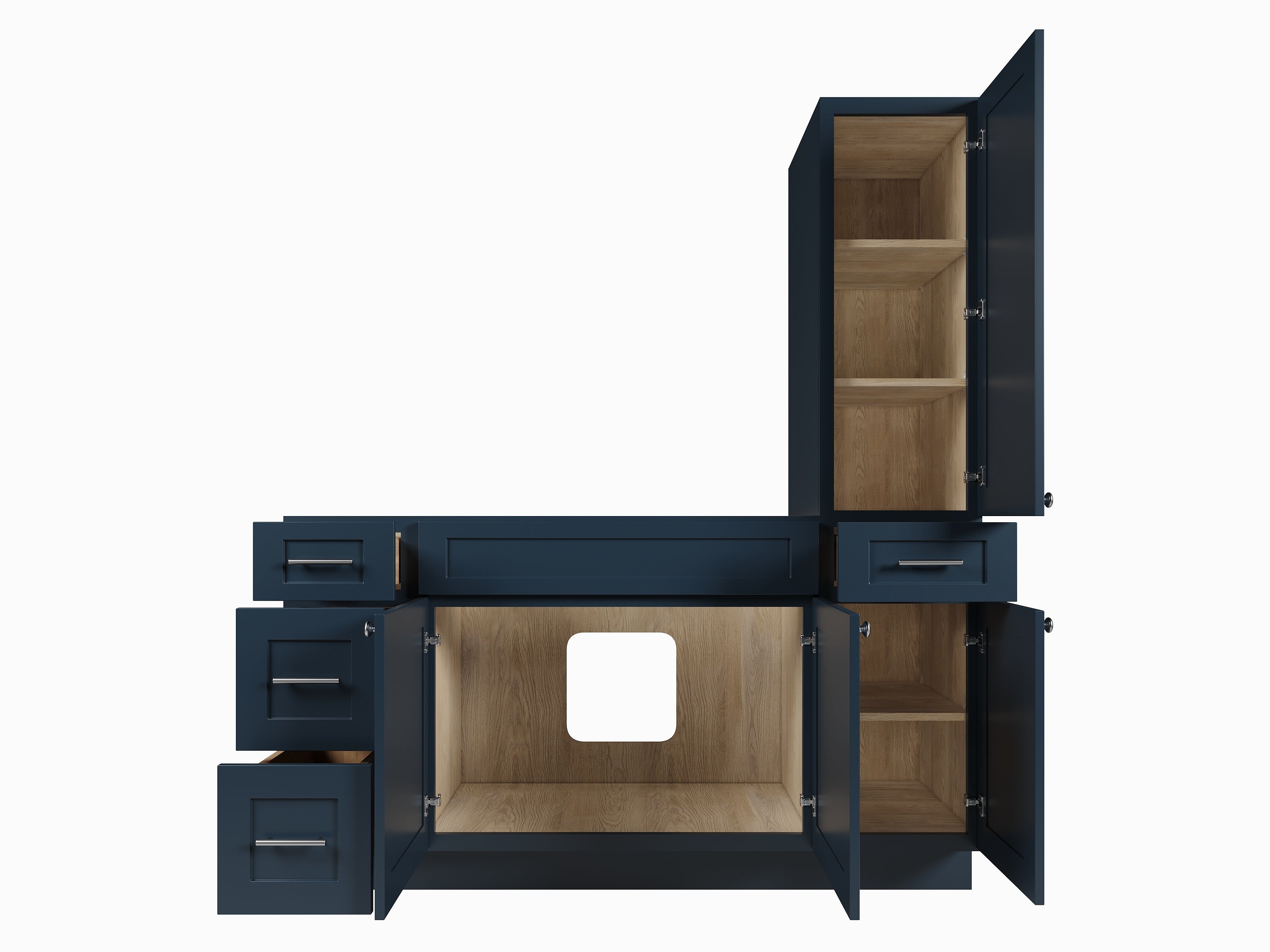 Disar 63'' Single Bathroom Vanity With Right Tall Linen Cabinet Dovetail Solid Wood Drawer Base Only