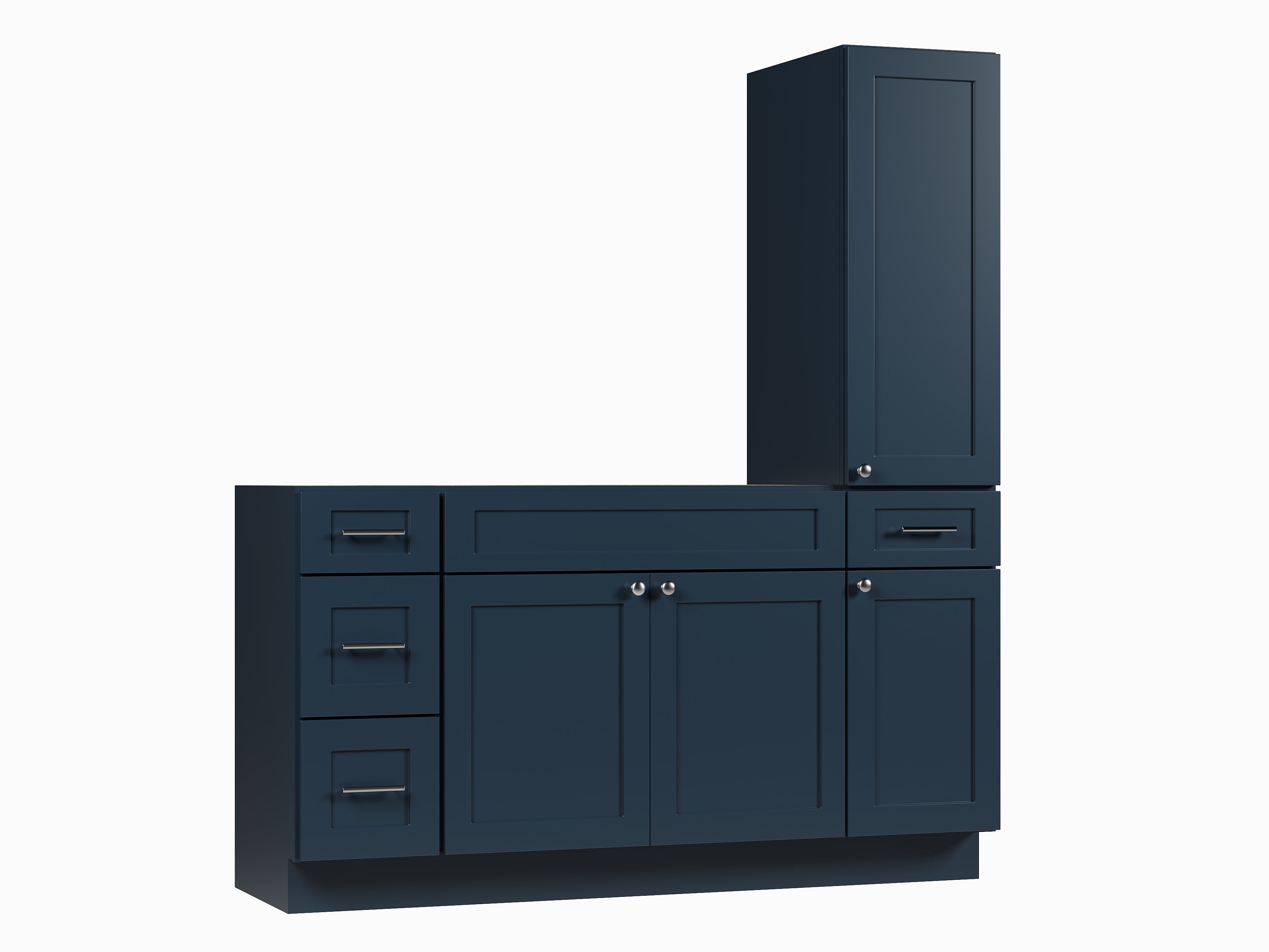 Disar 63'' Single Bathroom Vanity With Right Tall Linen Cabinet Dovetail Solid Wood Drawer Base Only