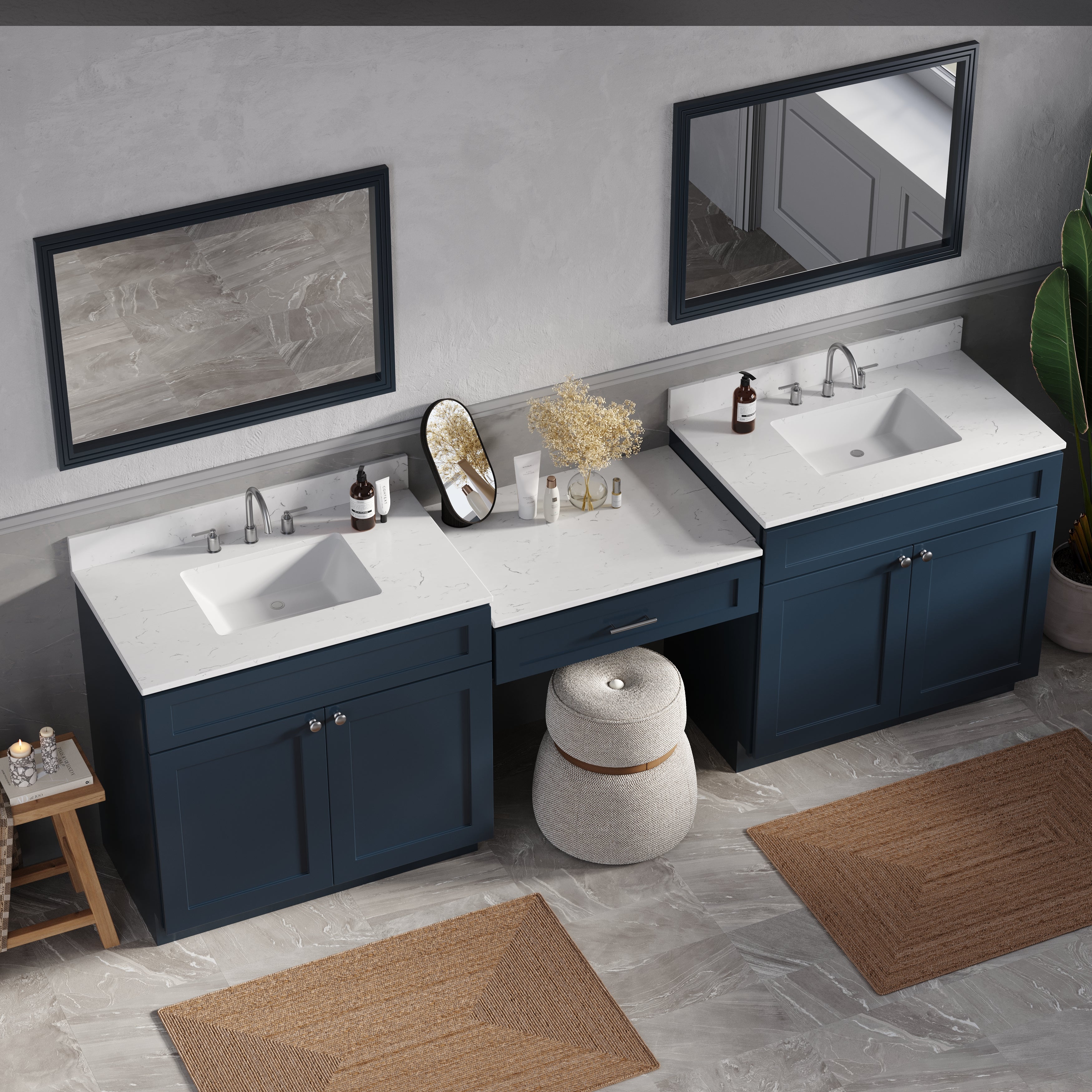 103'' Double Bathroom Vanity with Quartz Top