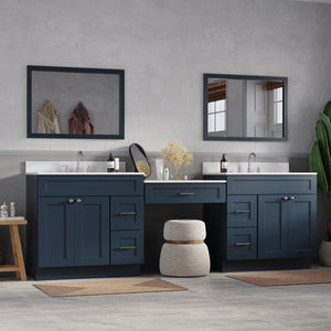 103'' Double Bathroom Vanity with Quartz Top, 5 Drawers