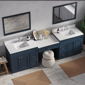 103'' Double Bathroom Vanity with Quartz Top, 5 Drawers