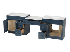 103'' Double Bathroom Vanity with Quartz Top, 5 Drawers