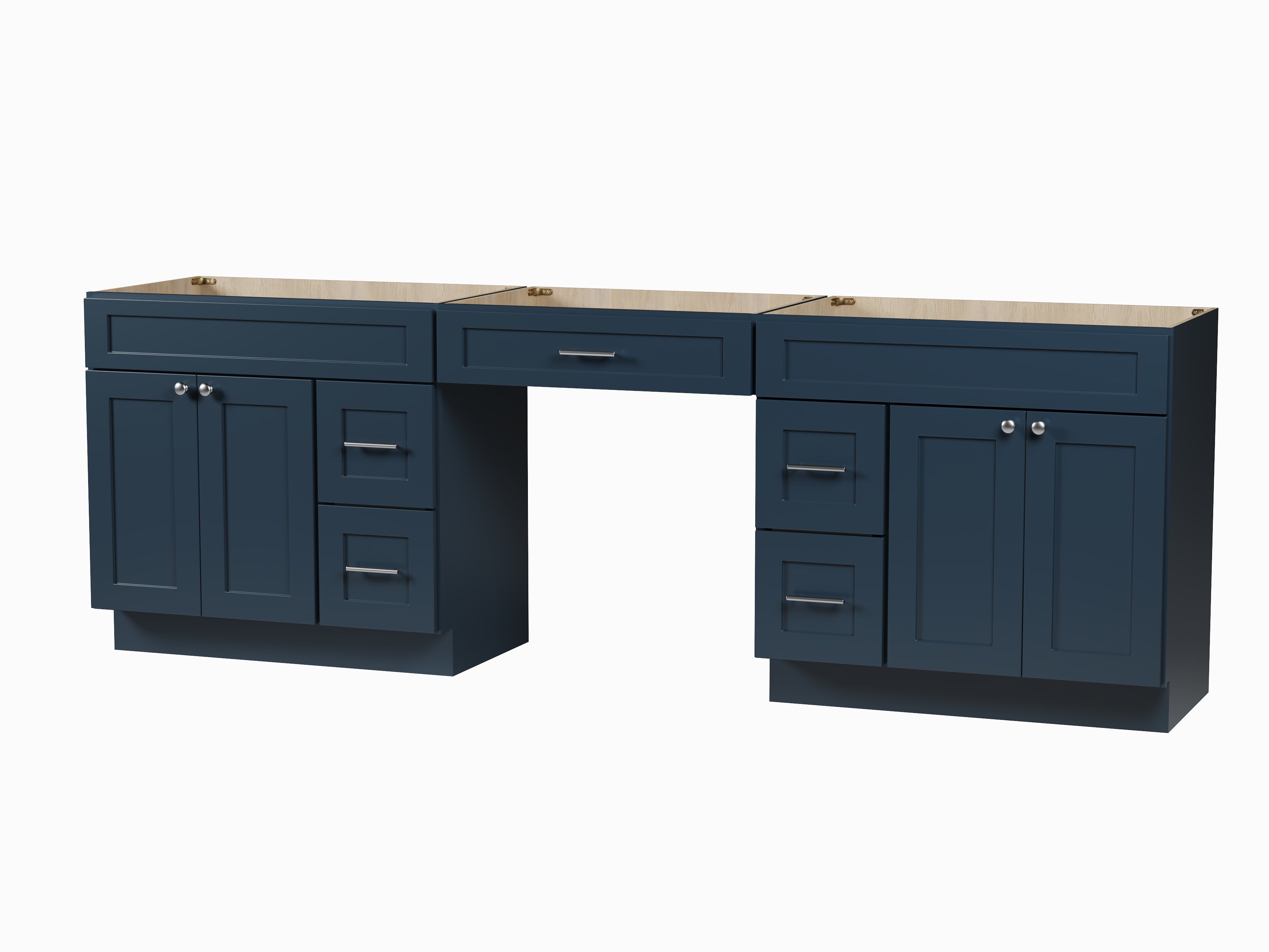 102 Double Bathroom Vanity Base Only With 5 Drawers