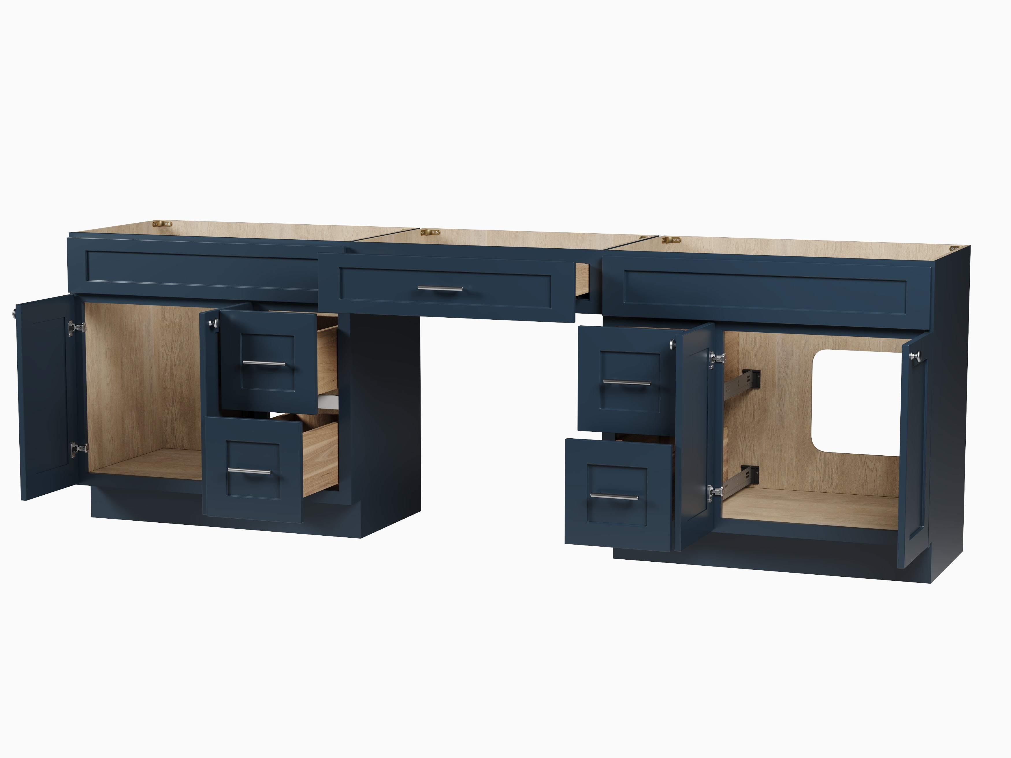 102 Double Bathroom Vanity Base Only With 5 Drawers