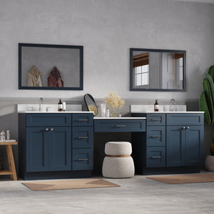 103'' Double Bathroom Vanity with Quartz Top, 7 Drawers