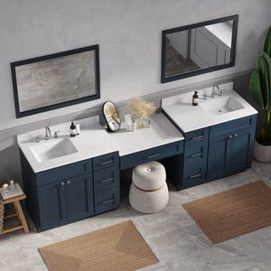 103'' Double Bathroom Vanity with Quartz Top, 7 Drawers