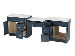 103'' Double Bathroom Vanity with Quartz Top, 7 Drawers