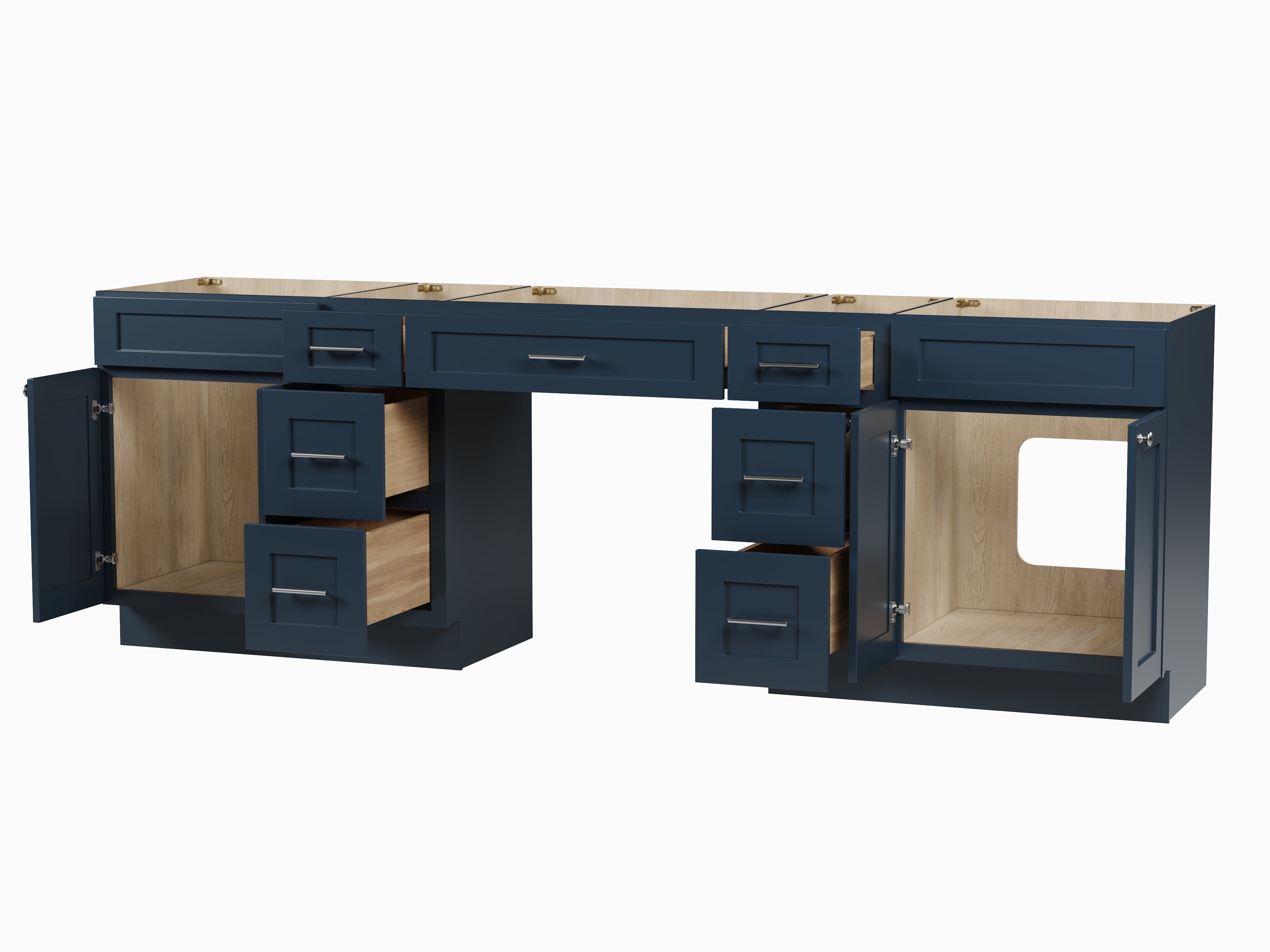 102 Double Bathroom Vanity Base Only With 7 Drawers