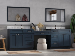 108'' Double Bathroom Vanity with Quartz Top, 7 Drawers