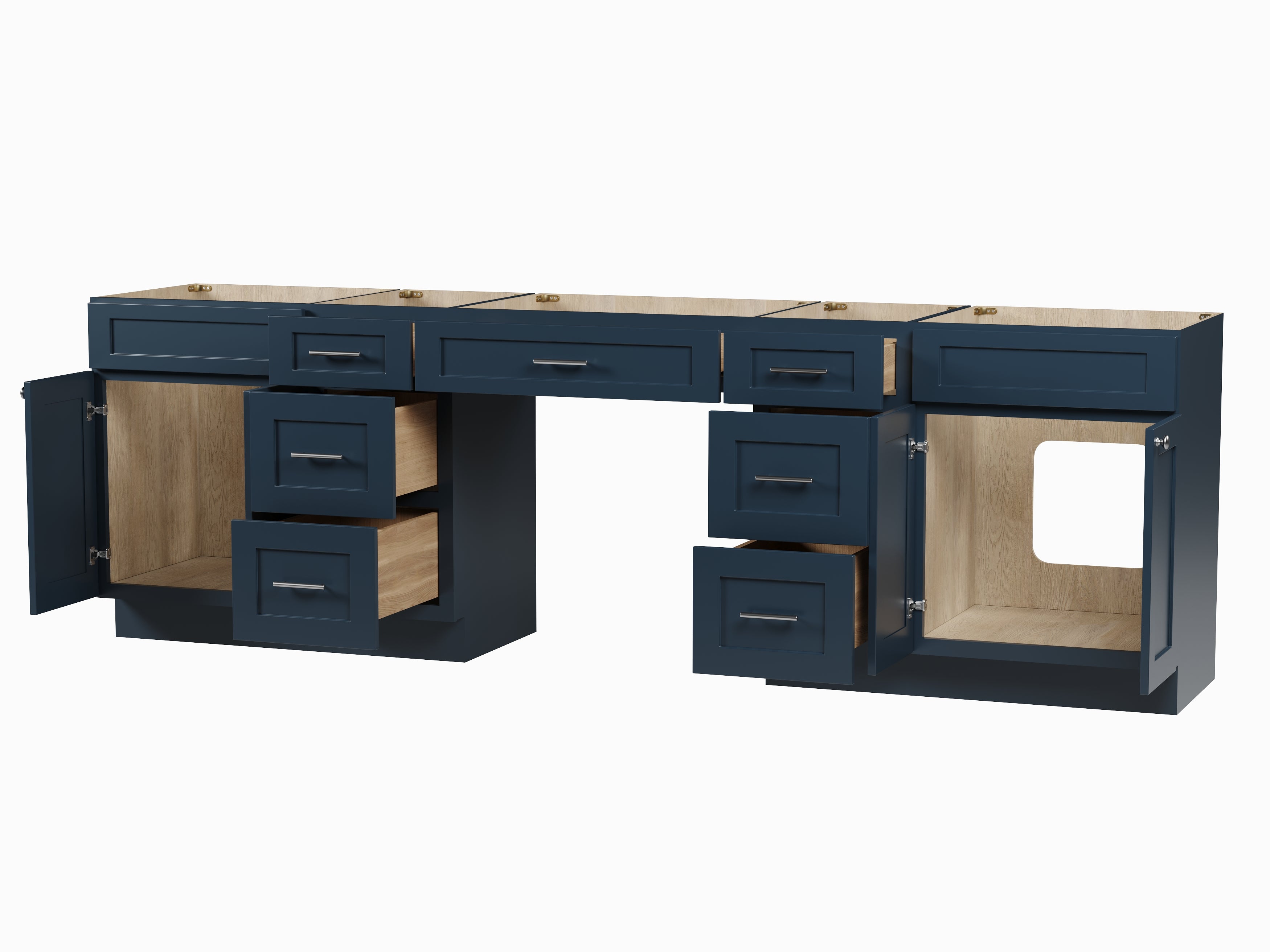 108 Double Bathroom Vanity Base Only With 7 Drawers