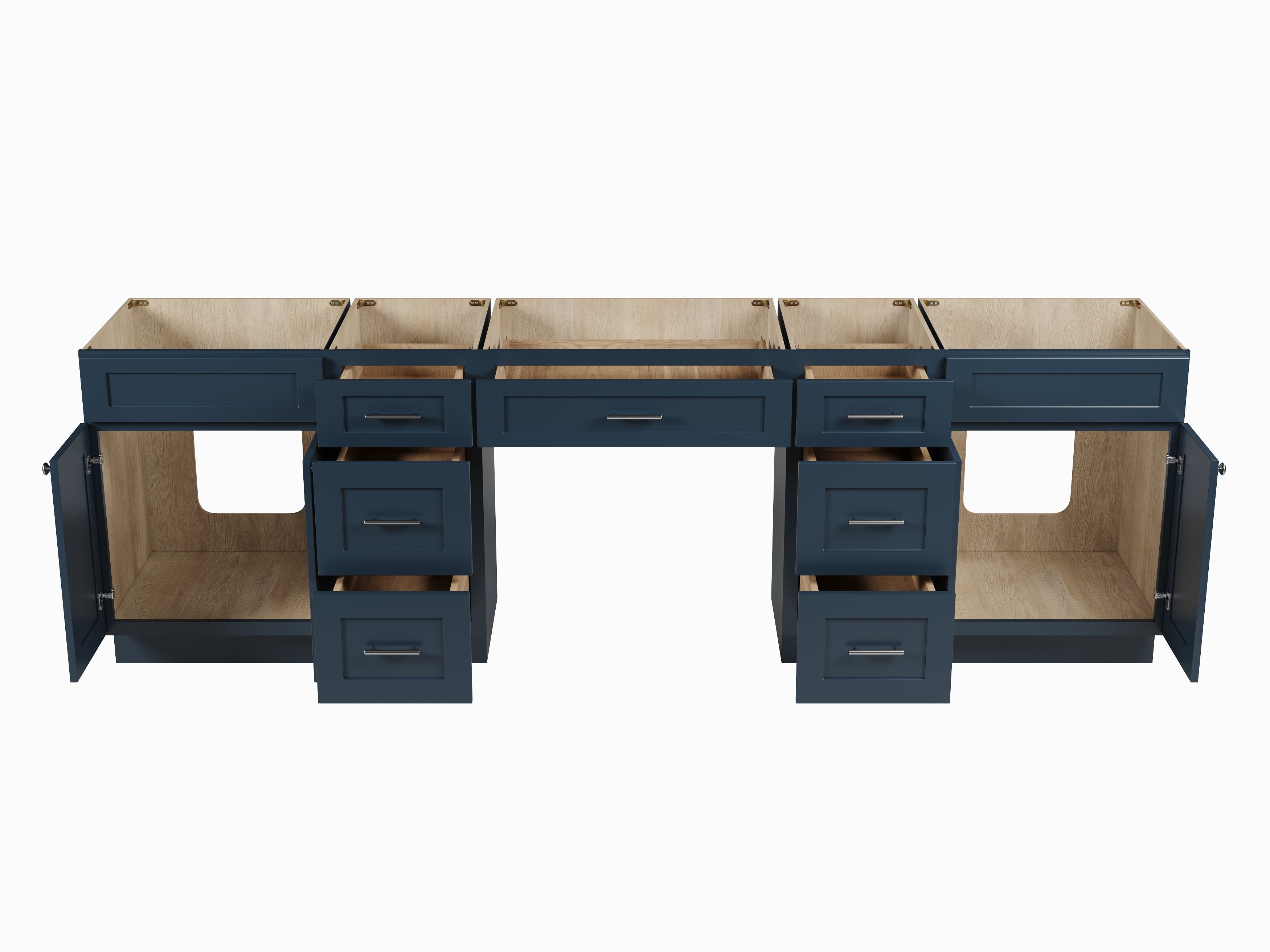 108 Double Bathroom Vanity Base Only With 7 Drawers