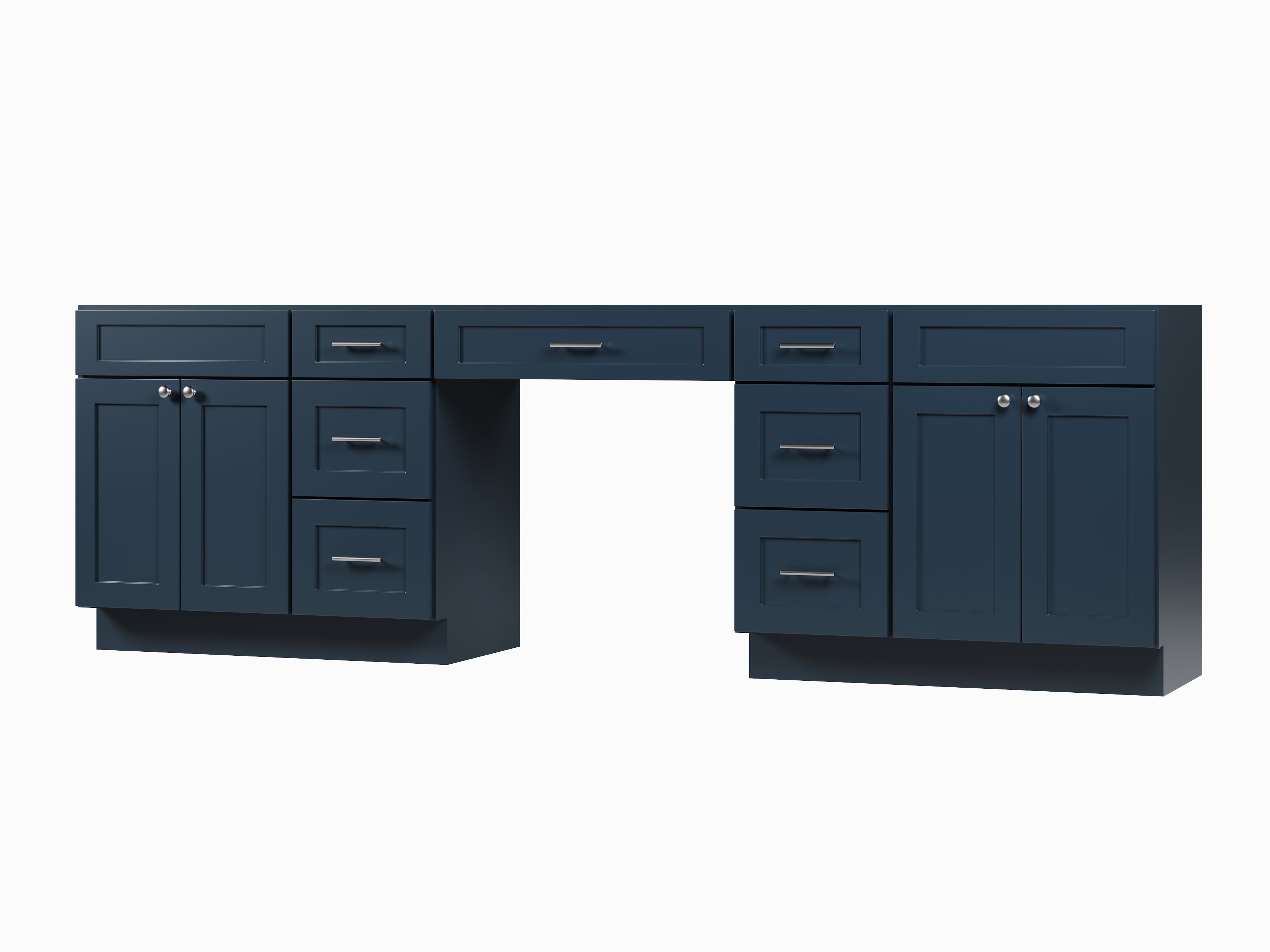 108 Double Bathroom Vanity Base Only With 7 Drawers