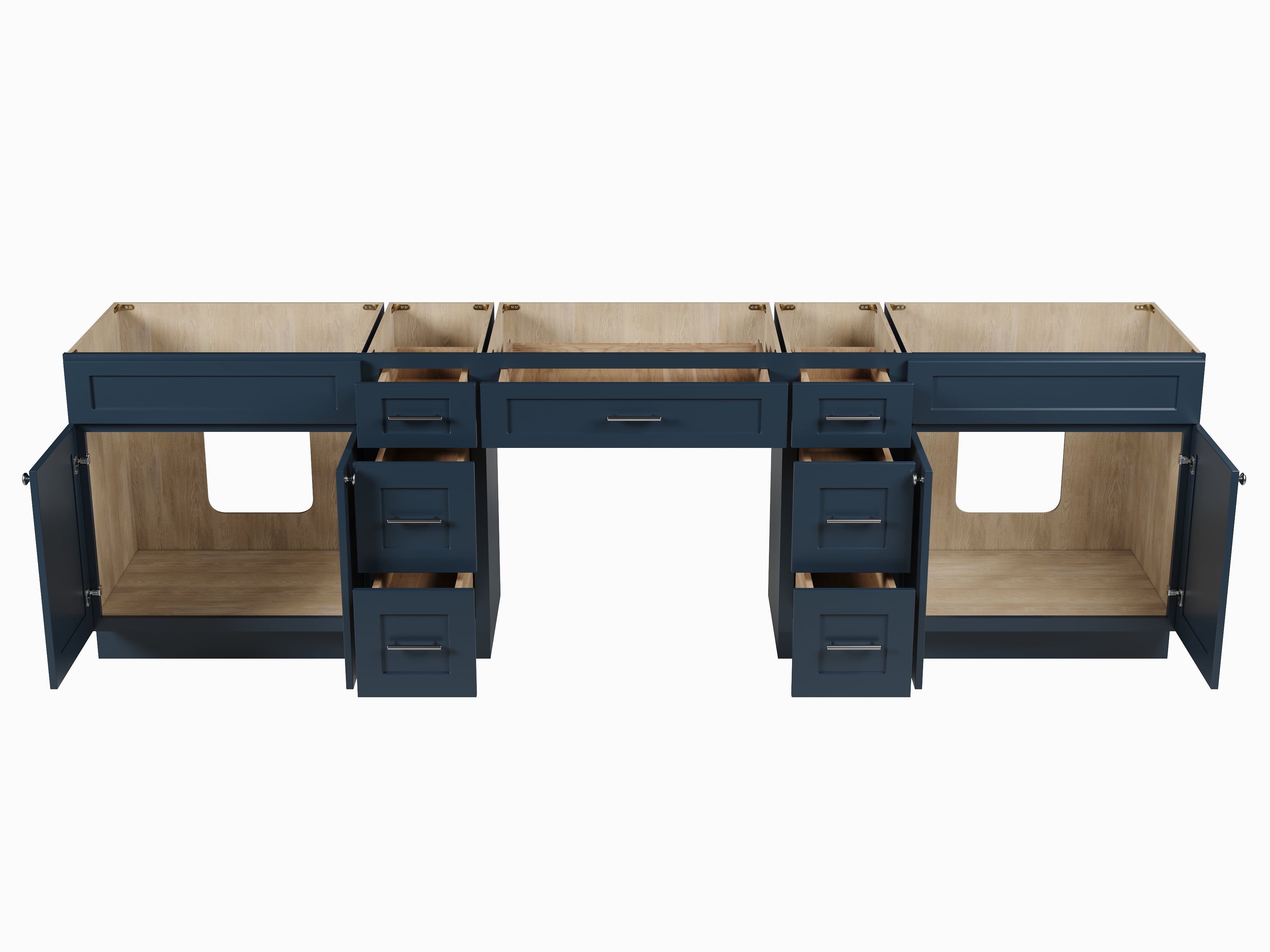 114 Double Bathroom Vanity Base Only With 7 Drawers