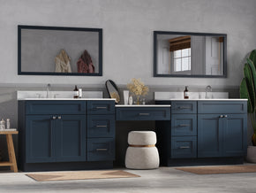120" Double Bathroom Vanity Desk With Quartz Top 7 Drawers