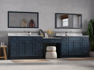 Disar 132'' Double Bathroom Vanity Desk With Carrara Quartz Top, 7 Drawers