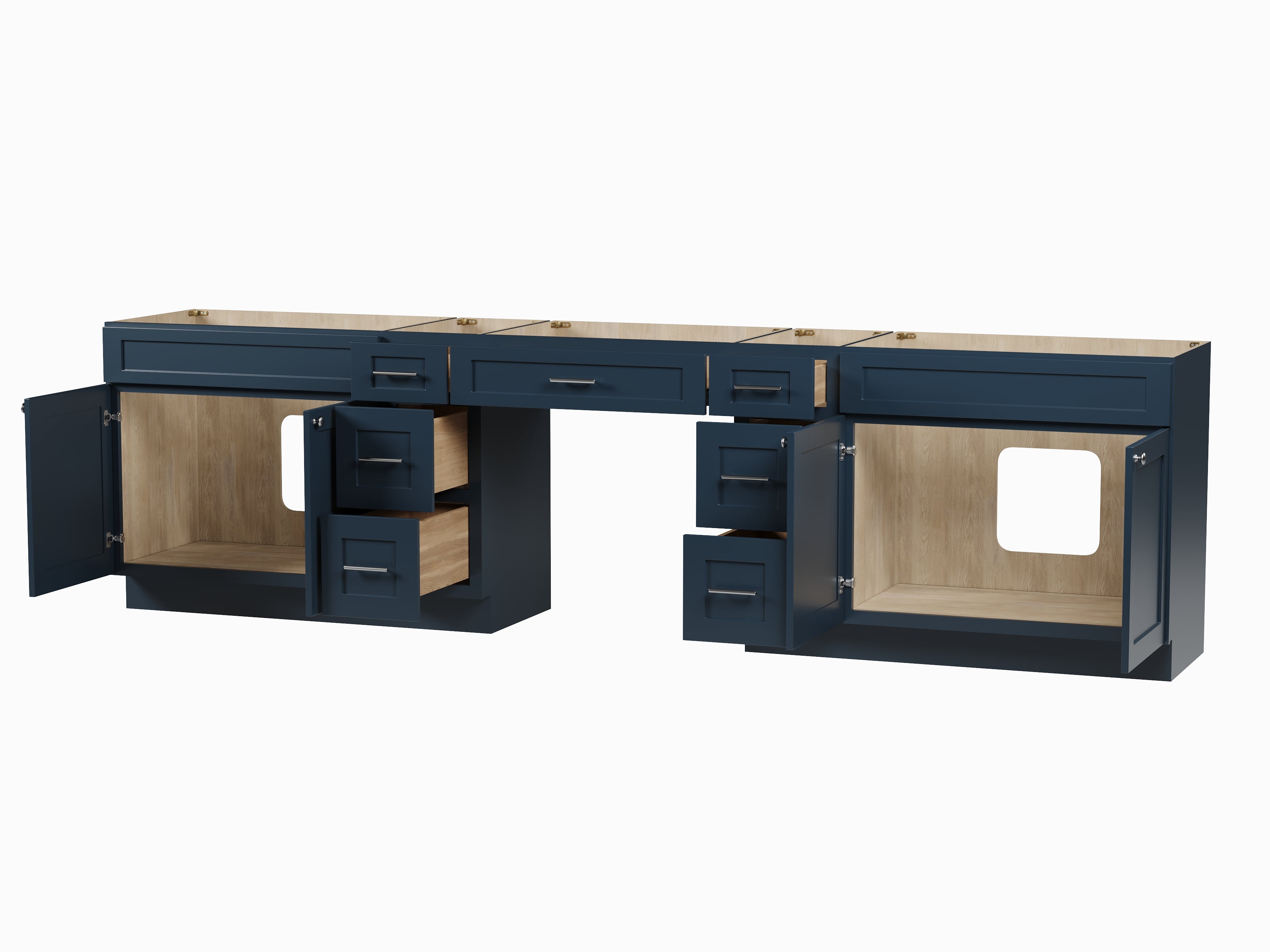 126 Double Bathroom Vanity Base Only With 7 Drawers