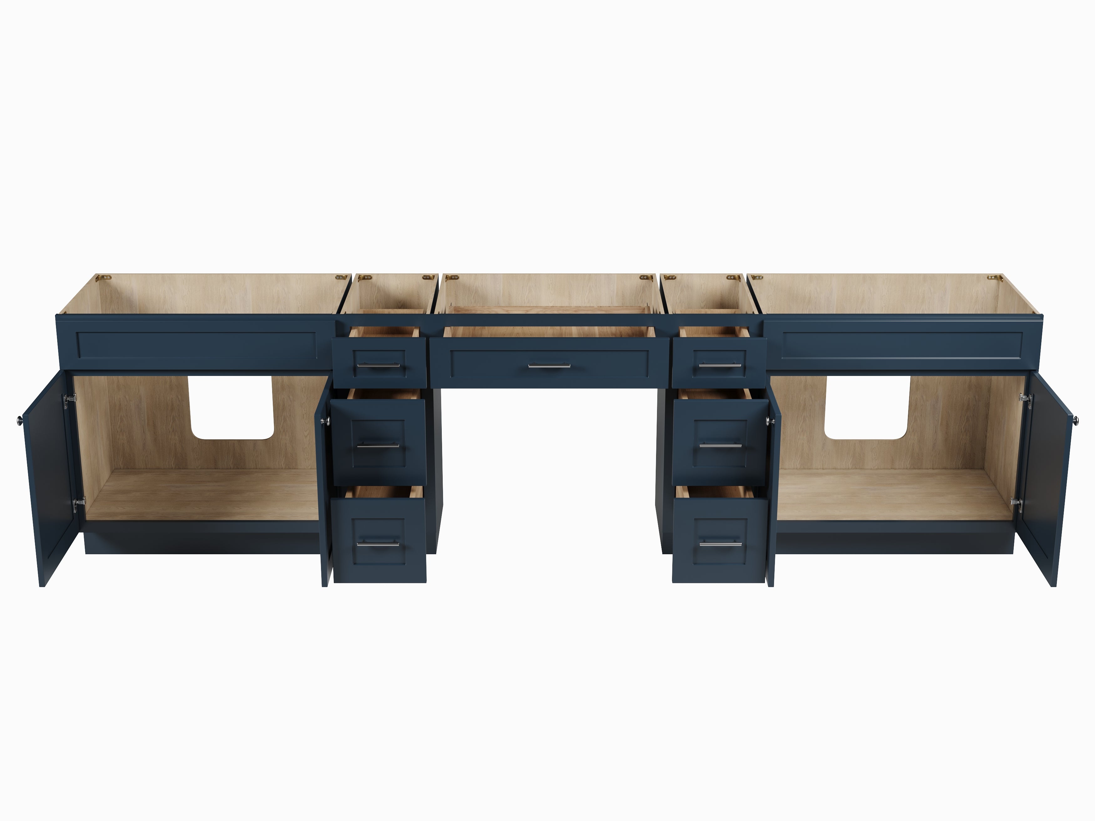 126 Double Bathroom Vanity Base Only With 7 Drawers