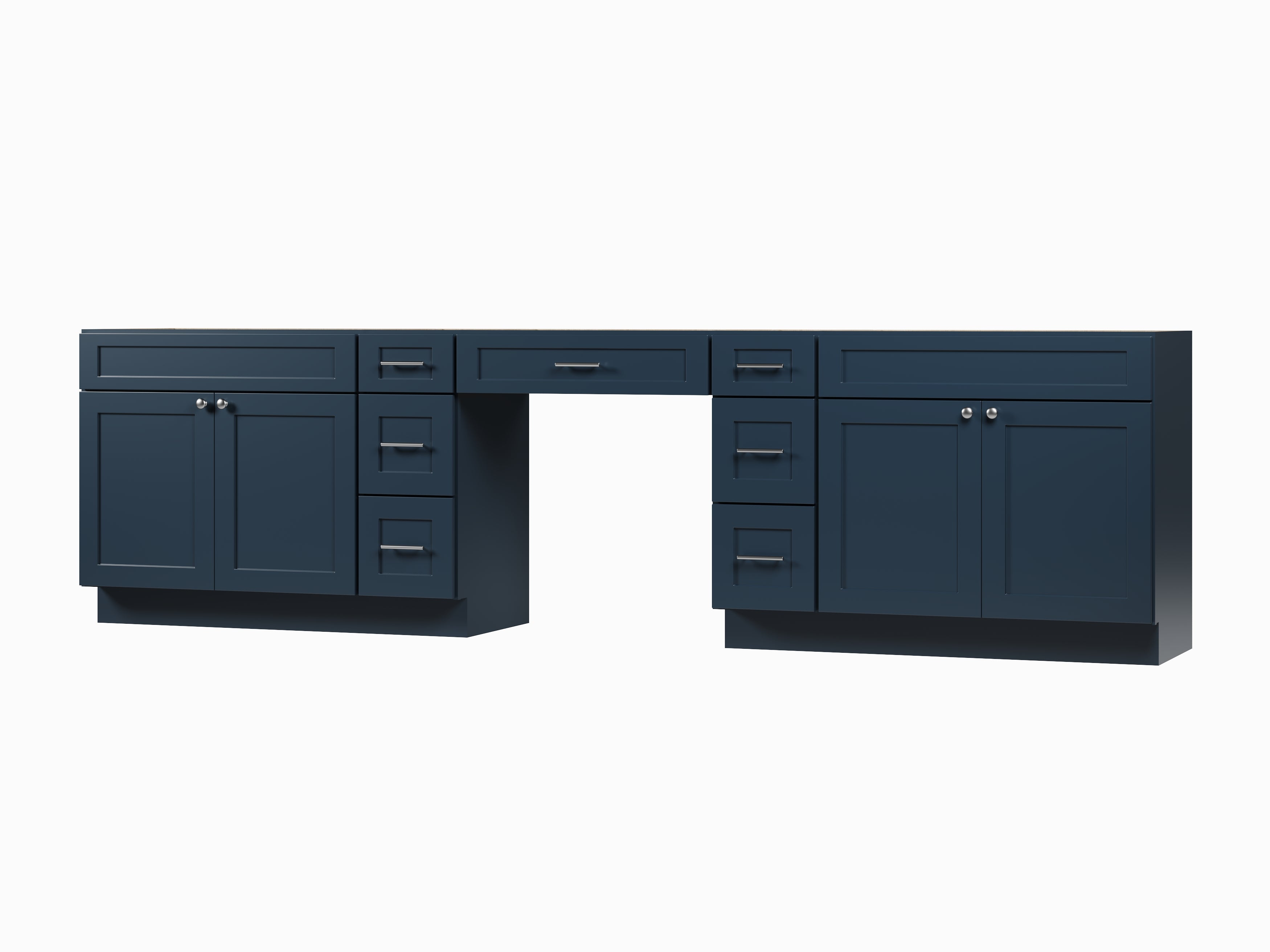 126 Double Bathroom Vanity Base Only With 7 Drawers