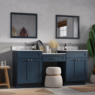 [color:Blue] 72" Double Bathroom Vanity Desk with Quartz Top - Blue finish view
