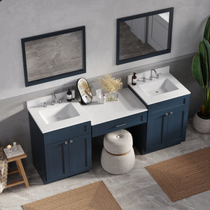 79'' Double Bathroom Vanity Desk with Quartz Top