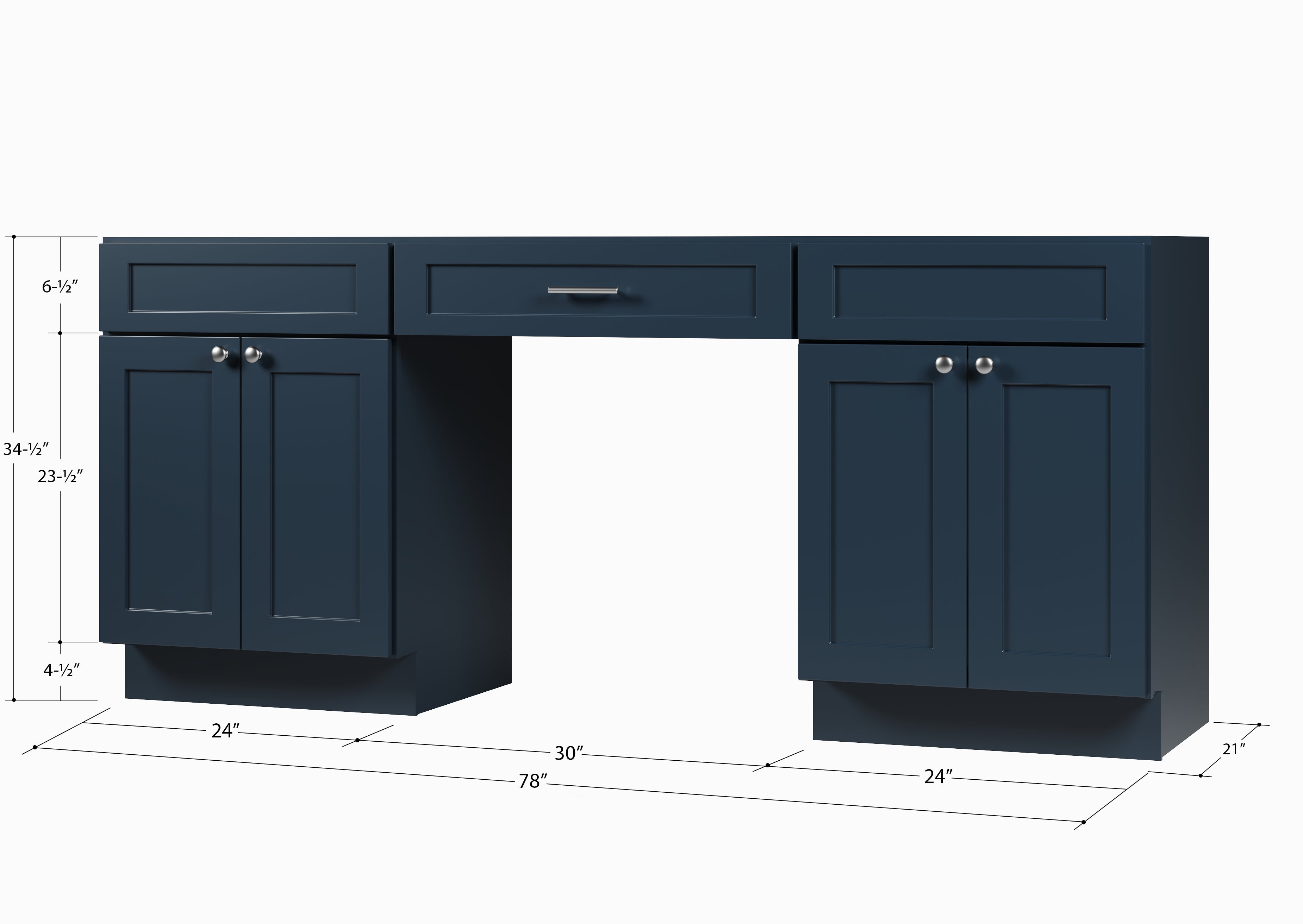 78" Double Bathroom Vanity Base Only