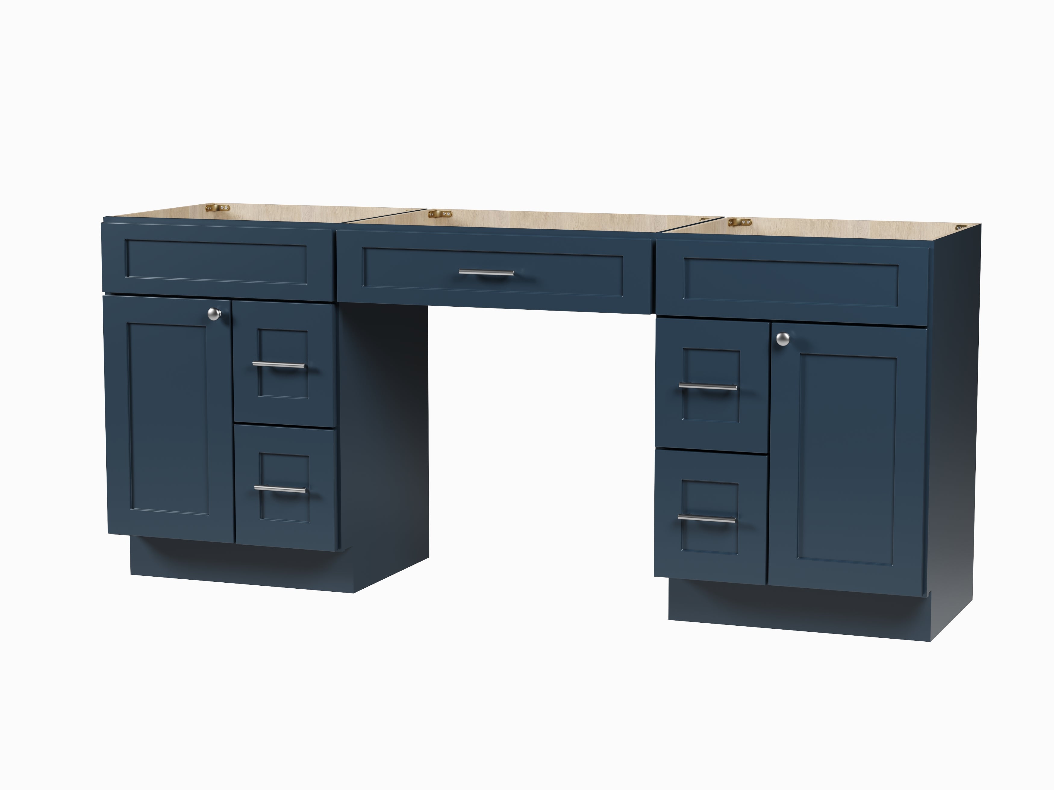 78'' Double Bathroom Vanity Base Only, With 5 Drawers