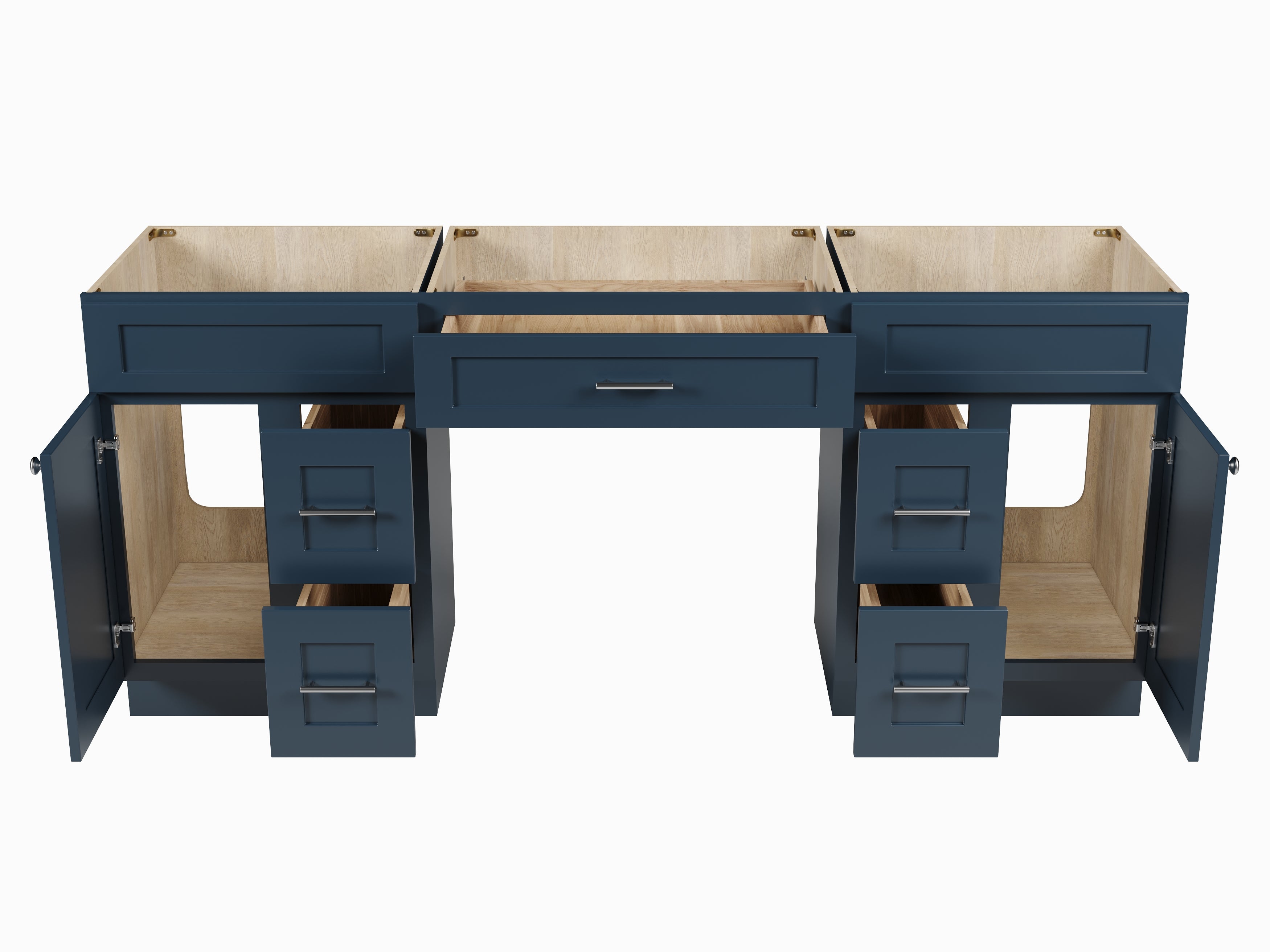 78'' Double Bathroom Vanity Base Only, With 5 Drawers