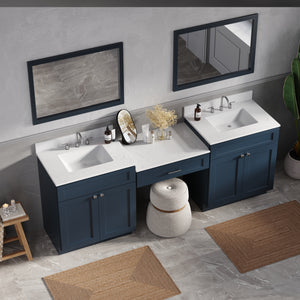 91'' Double Bathroom Vanity Desk  with Quartz Top