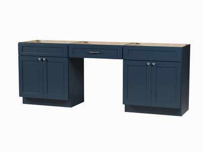 [color:Blue] 90'' Double Bathroom Vanity Base Only - Blue finish view