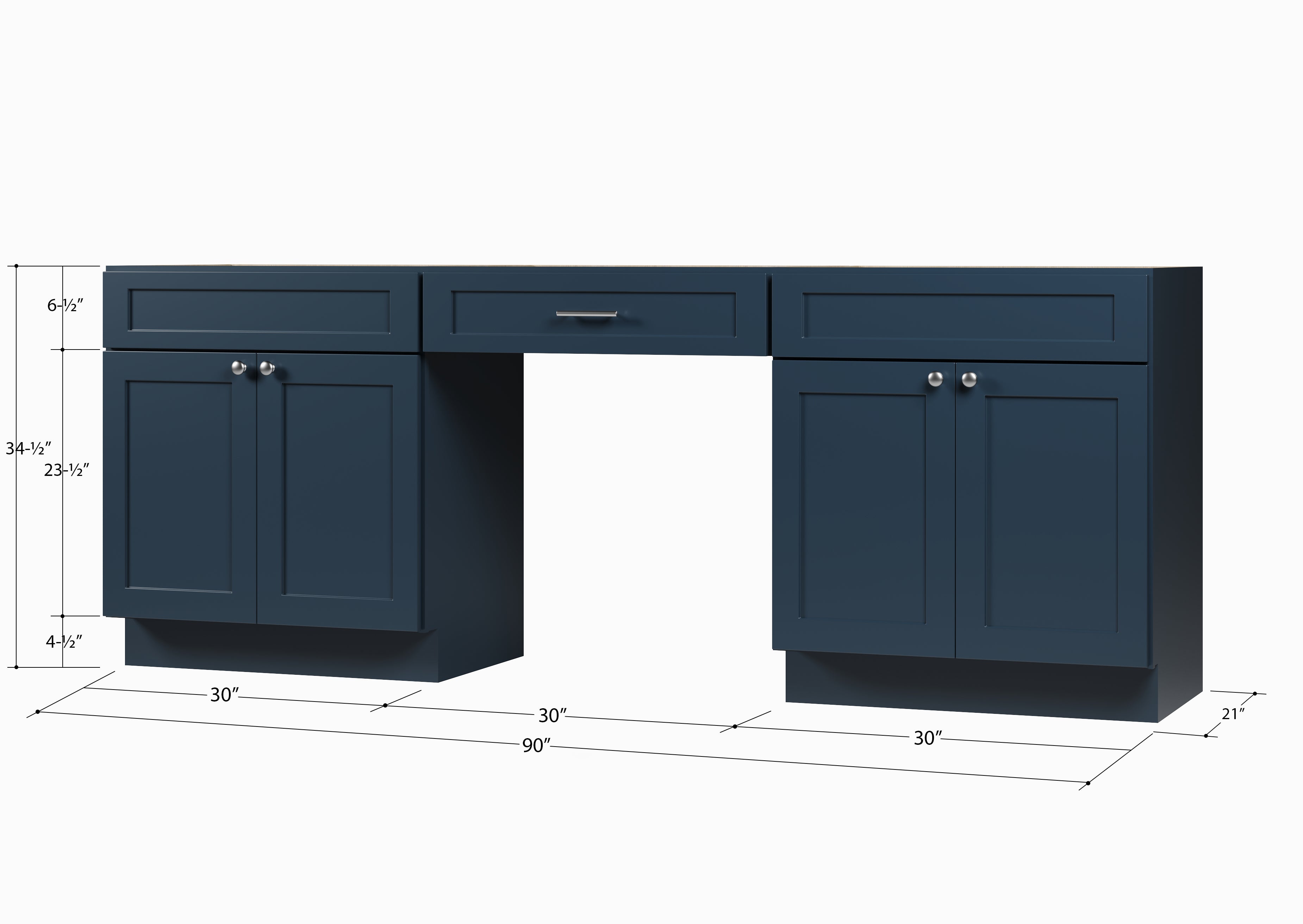 90'' Double Bathroom Vanity Base Only