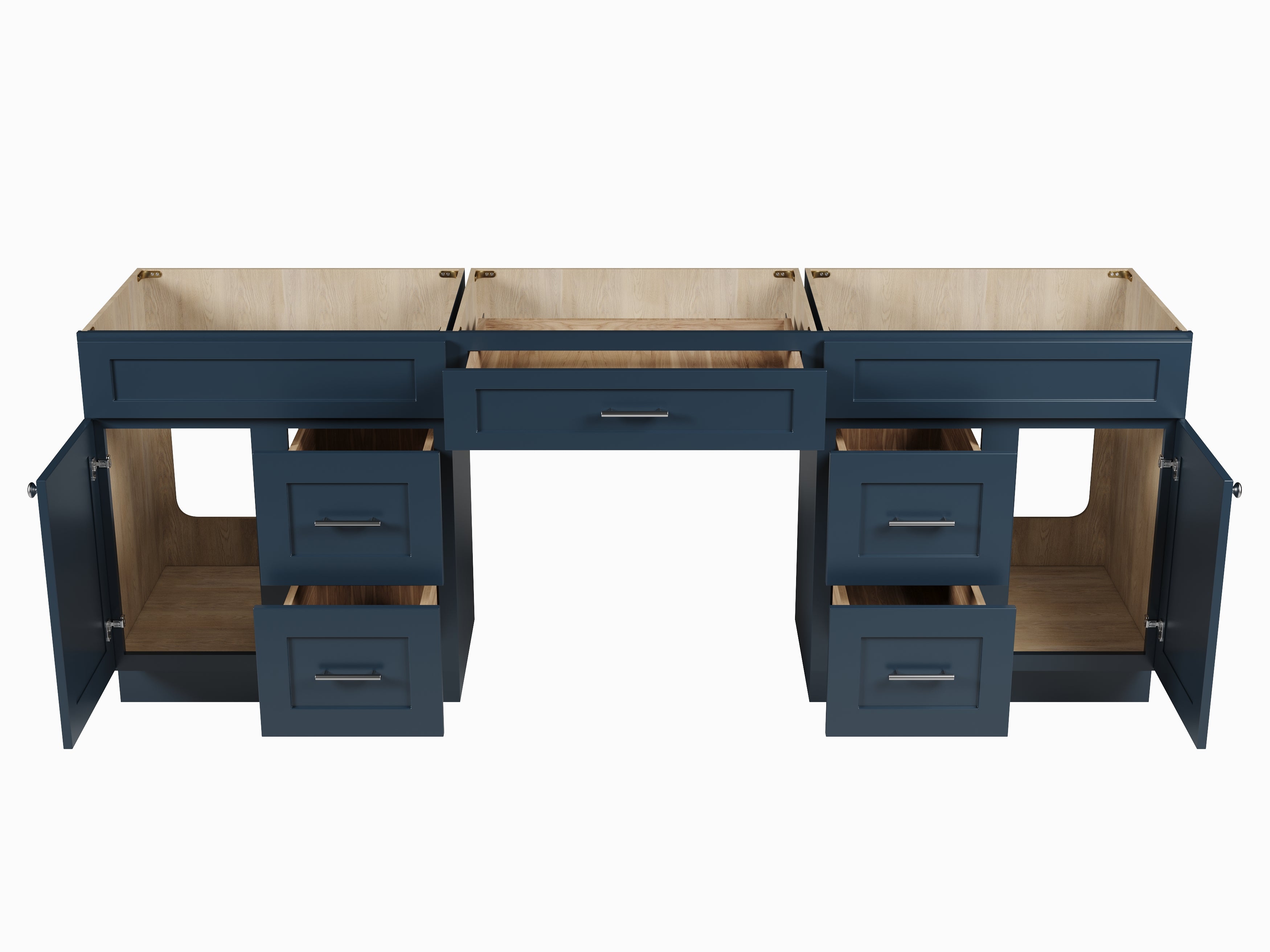 90 Double Bathroom Vanity Base Only With 5 Drawers