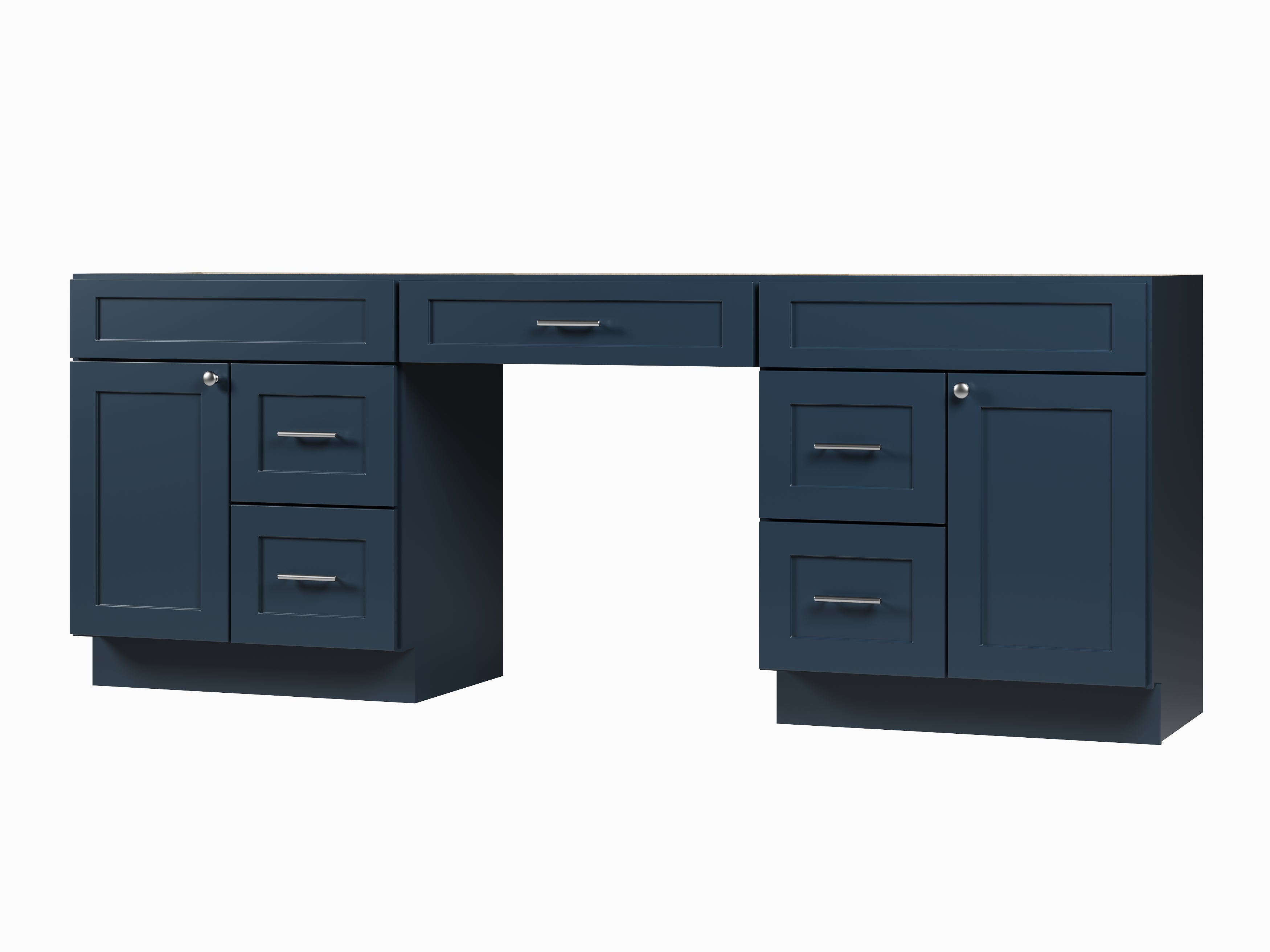 90 Double Bathroom Vanity Base Only With 5 Drawers