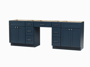 96" Double Bathroom Vanity Base Only With 7 Drawers
