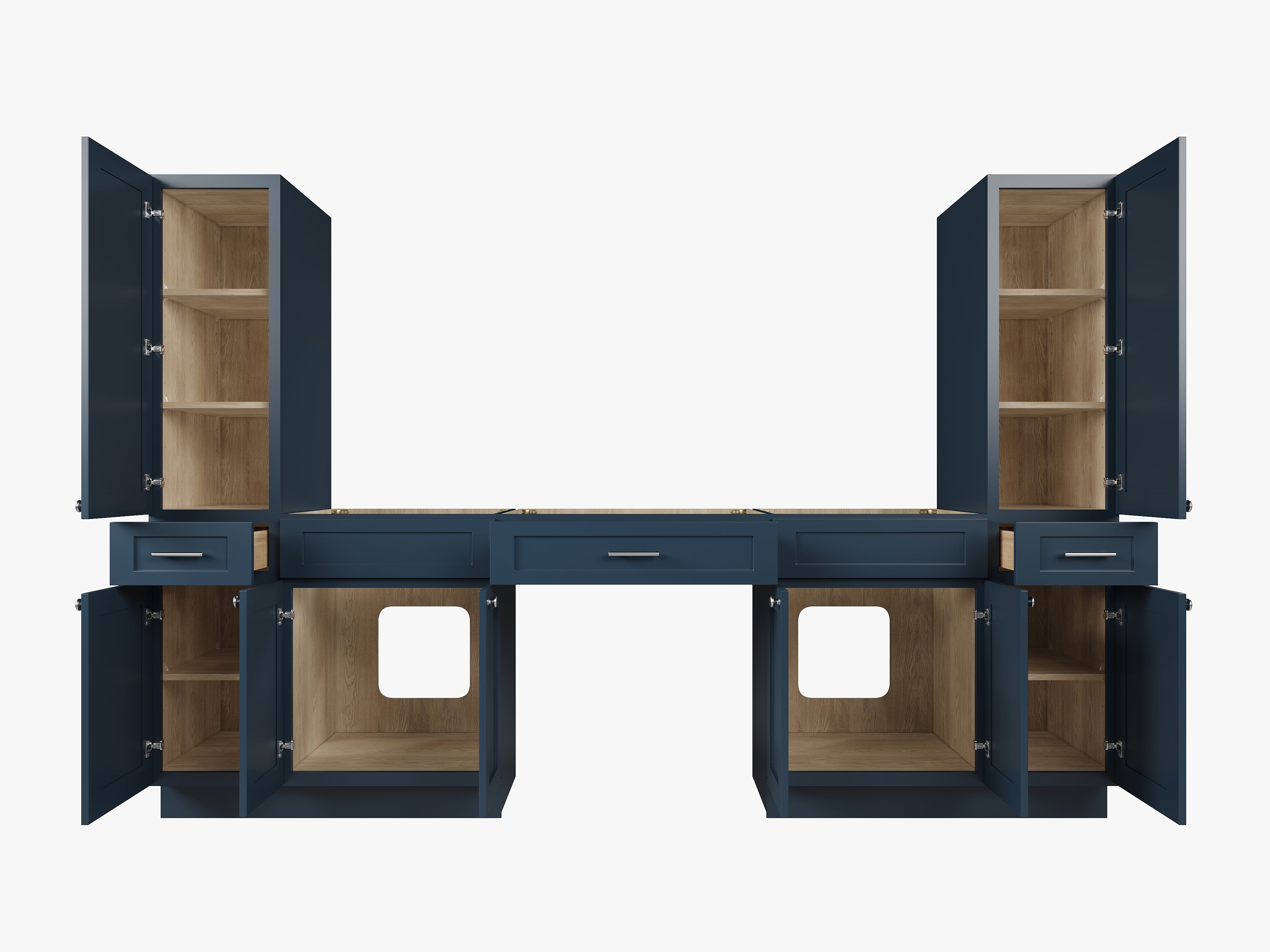 Disar 108'' Double Bathroom Vanity With Tall Linen Cabinet Dovetail Solid Wood Drawer Base Only, Drawer 3